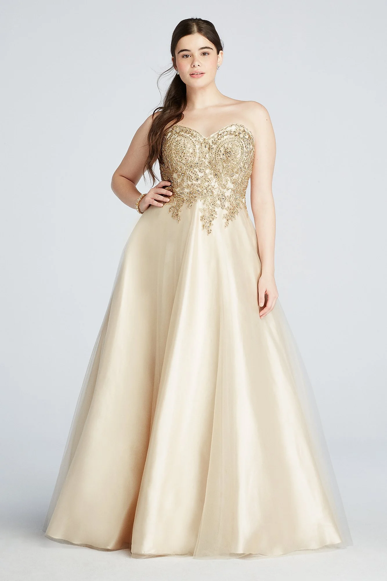 Strapless Tulle Prom Dress with Lace Embroidery - Image 2