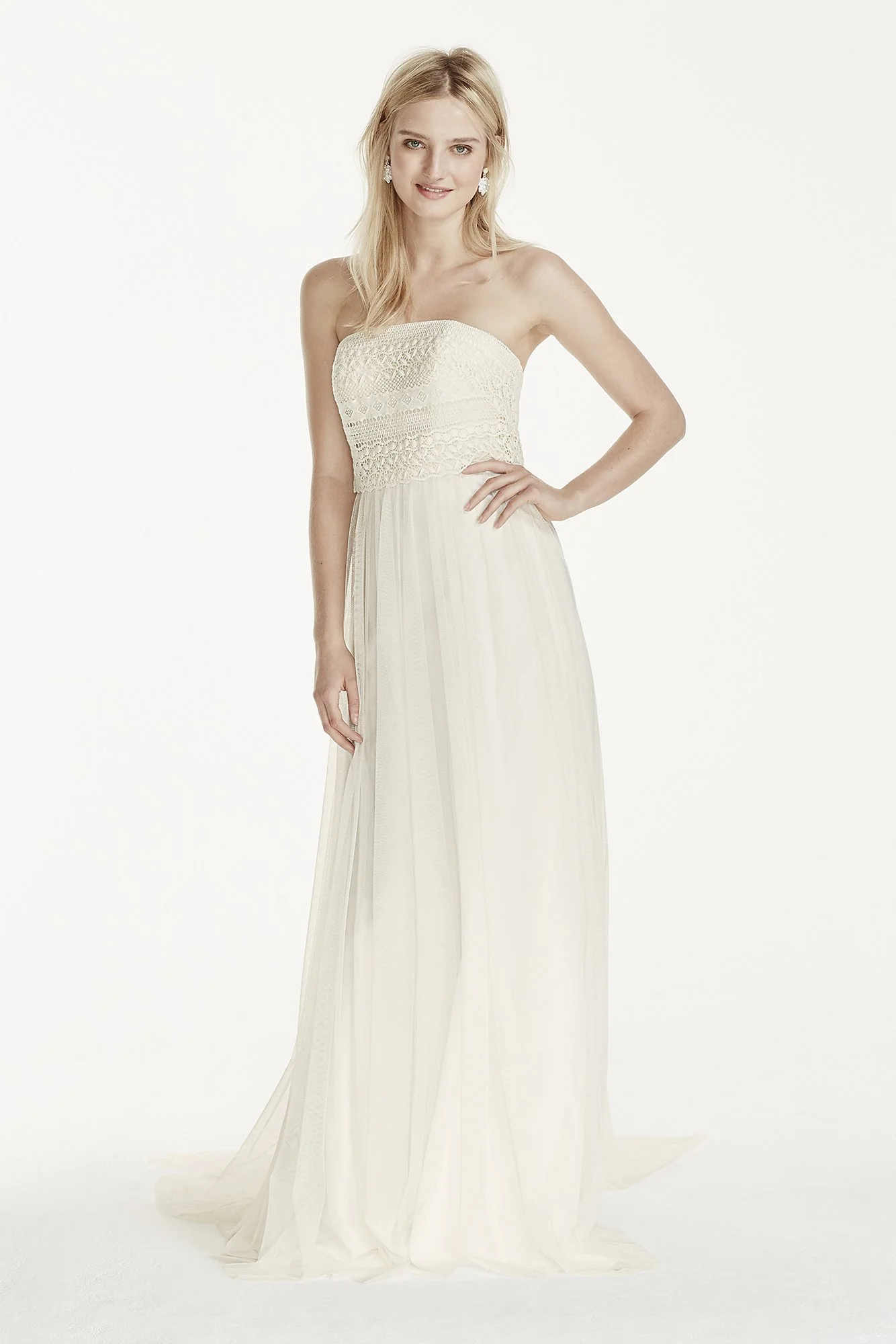 Strapless Tulle Sheath Dress with Lace Bodice - Image 4