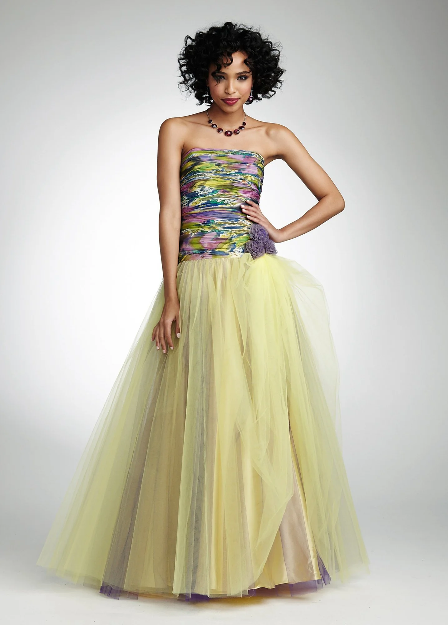 Strapless Two Tone Tulle Ball Gown