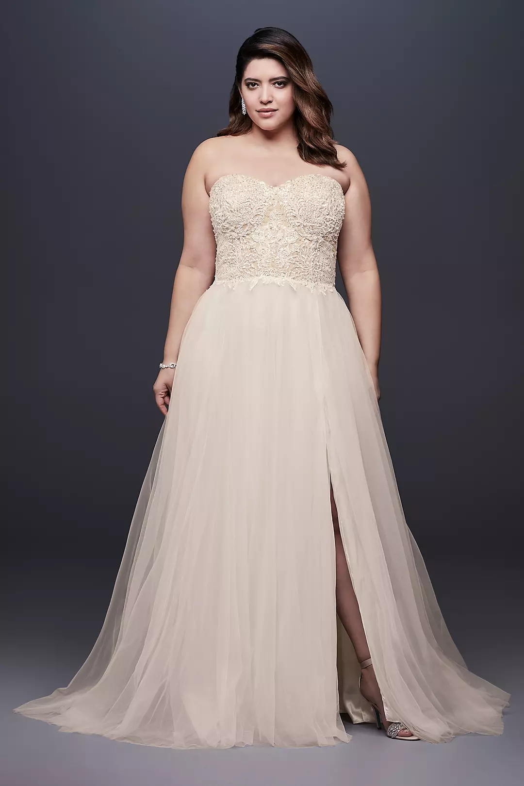Strapless Wedding Dress with Tulle Slit Skirt - Image 26