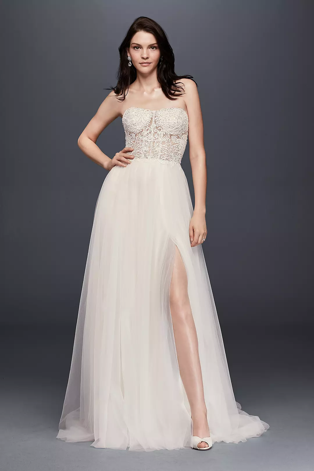 Strapless Wedding Dress with Tulle Slit Skirt - Image 53