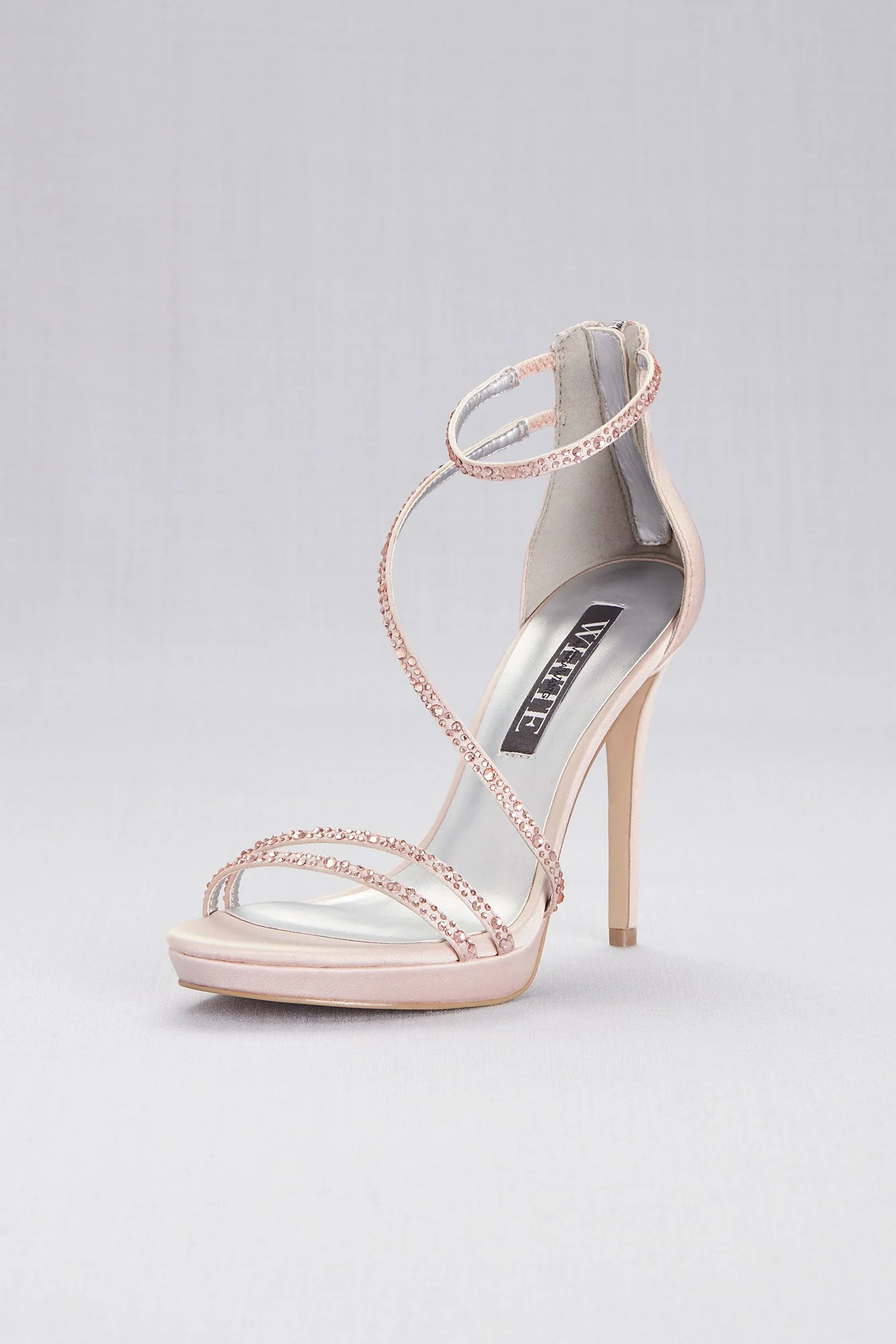 Strappy Crystal-Trimmed Stiletto Heels with Zipper