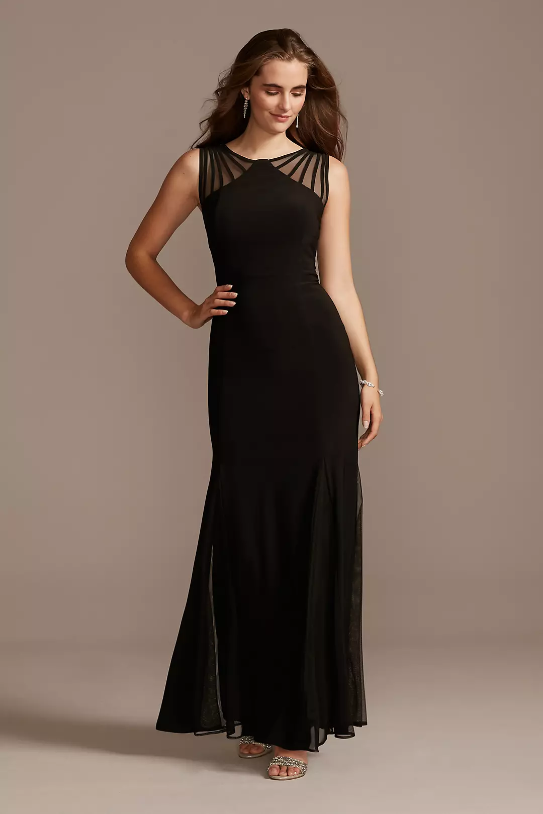 Strappy Illusion Overlay Gown with Godets - Image 6
