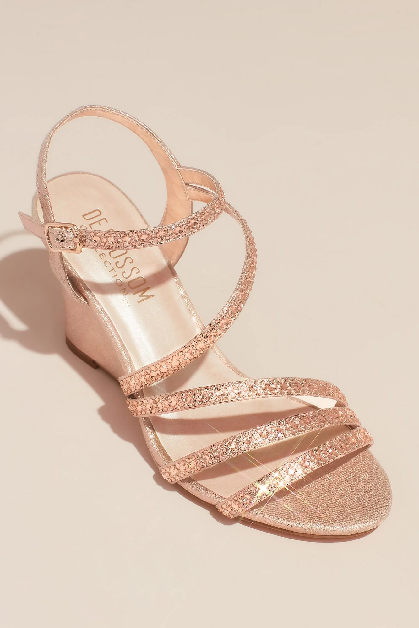 Strappy Low Wedges with Crystal Details - Image 2