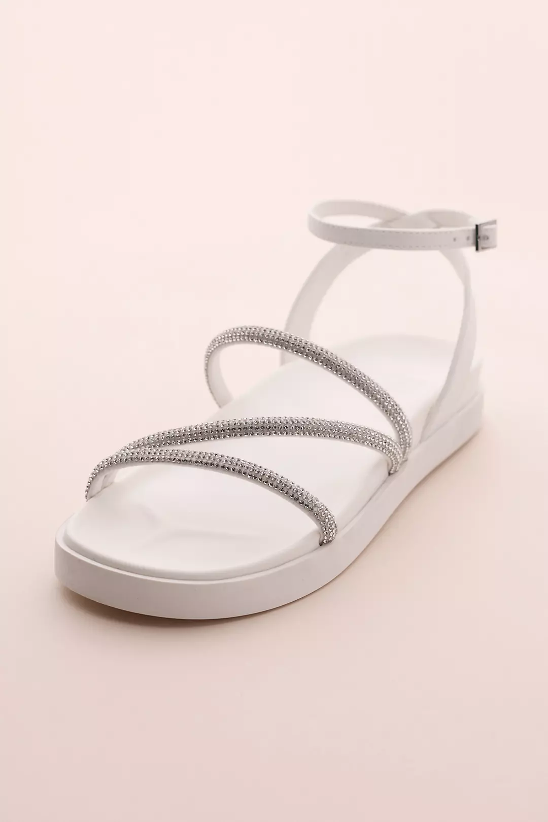 Strappy Rhinestone Flat Sandals - Image 2