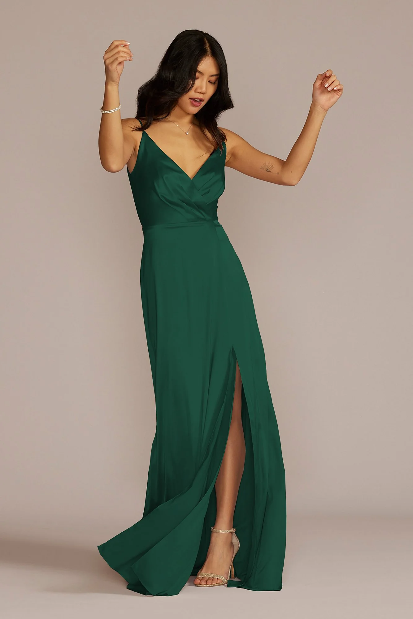 Stretch Charmeuse Cowl Back Dress - Image 54