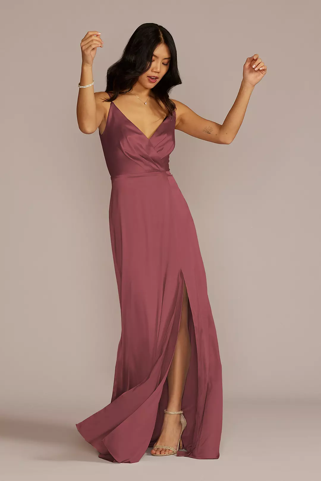 Stretch Charmeuse Cowl Back Dress - Image 55
