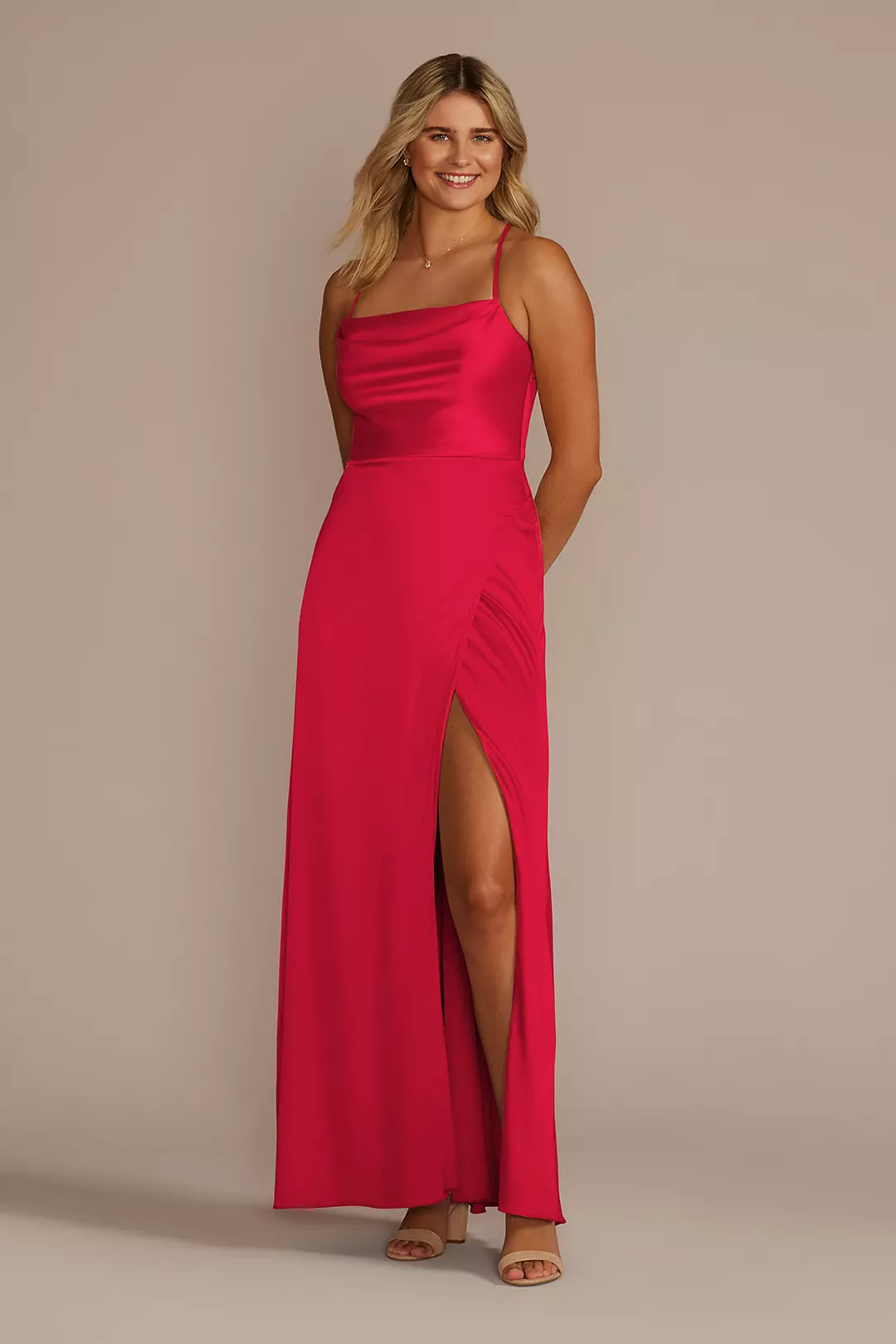 Stretch Charmeuse Cowl Neck Dress - Image 18