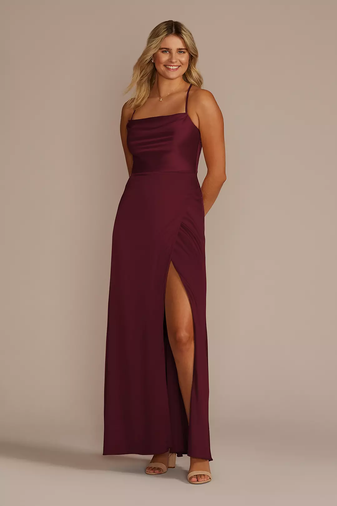 Stretch Charmeuse Cowl Neck Dress - Image 20
