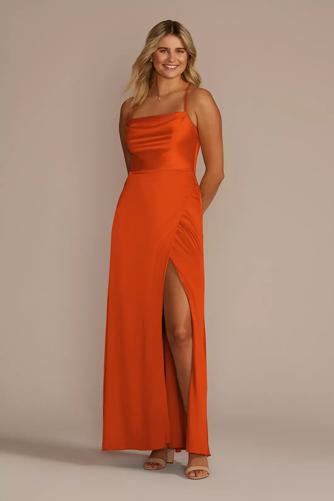 Stretch Charmeuse Cowl Neck Dress - Image 38