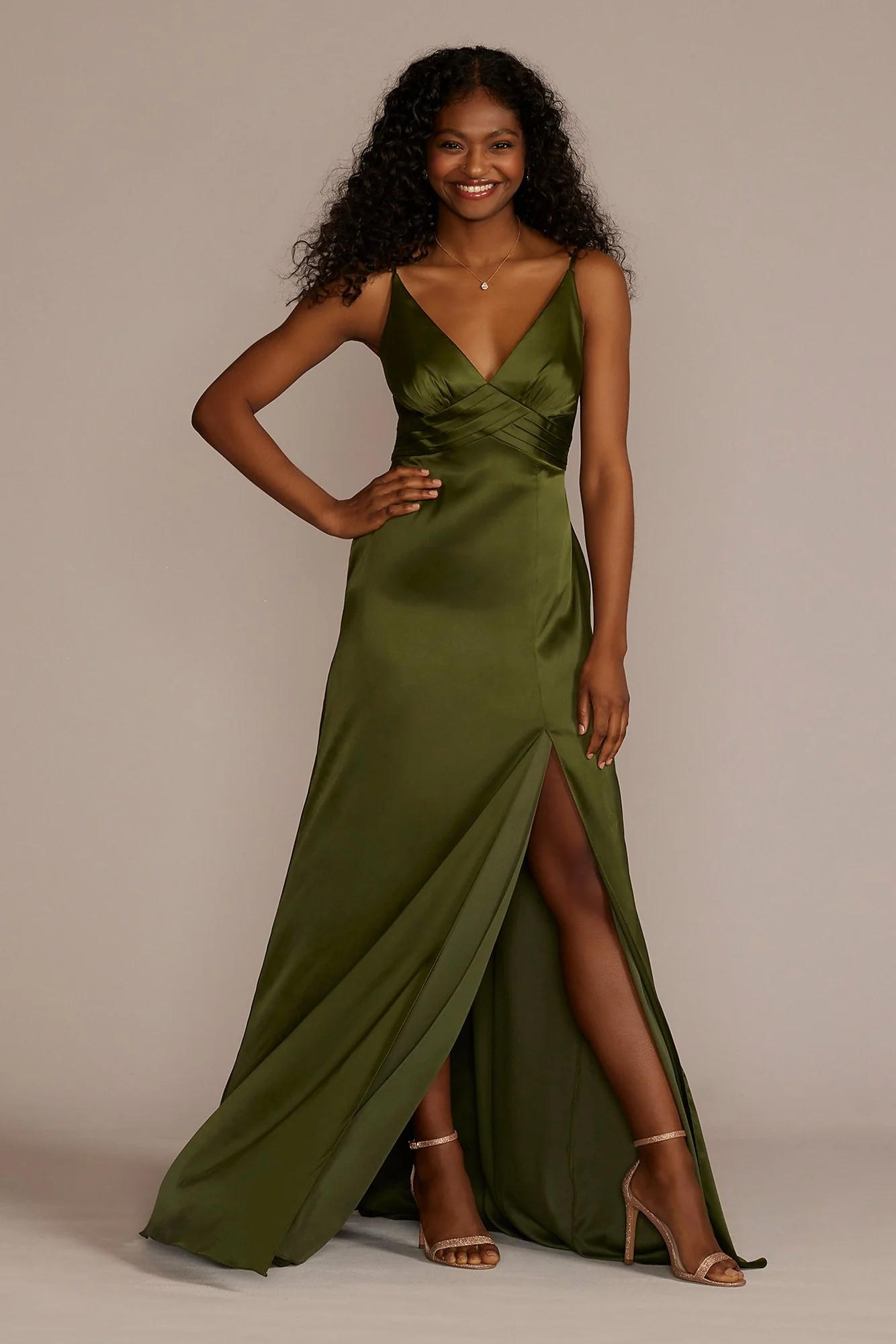 Stretch Charmeuse Empire Waist Dress - Image 23
