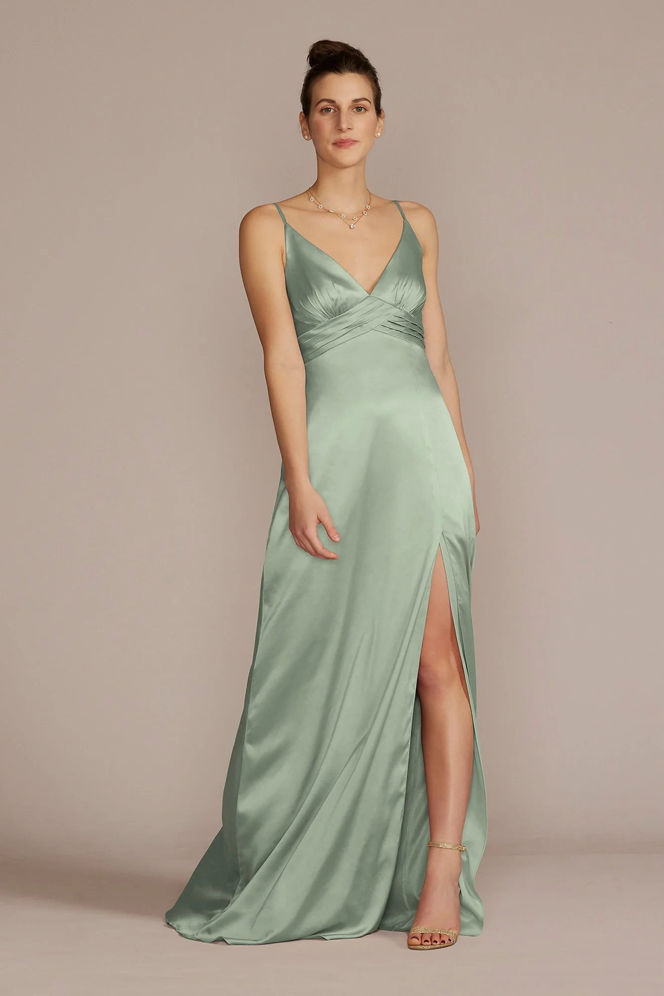 Stretch Charmeuse Empire Waist Dress - Image 3