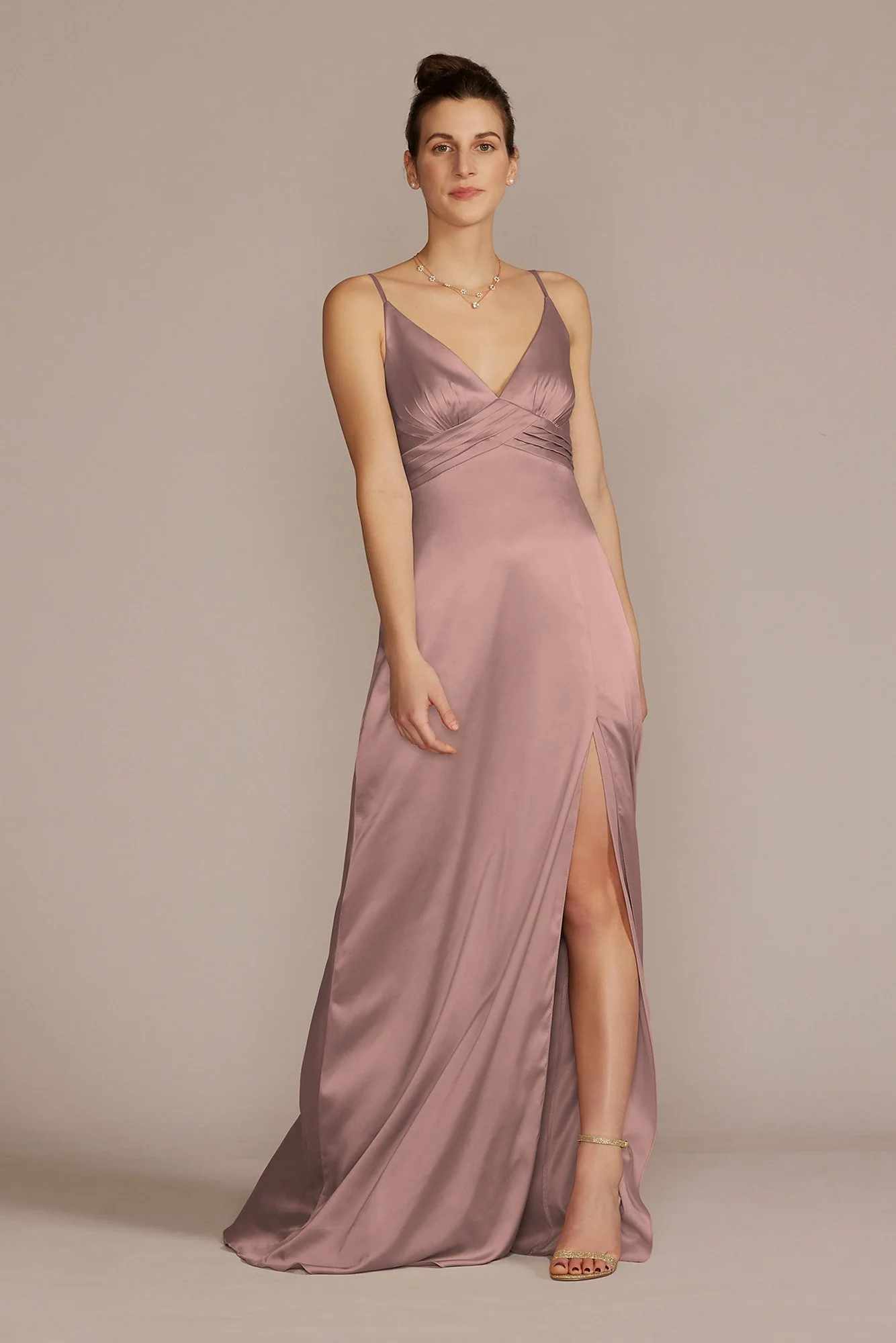 Stretch Charmeuse Empire Waist Dress - Image 41