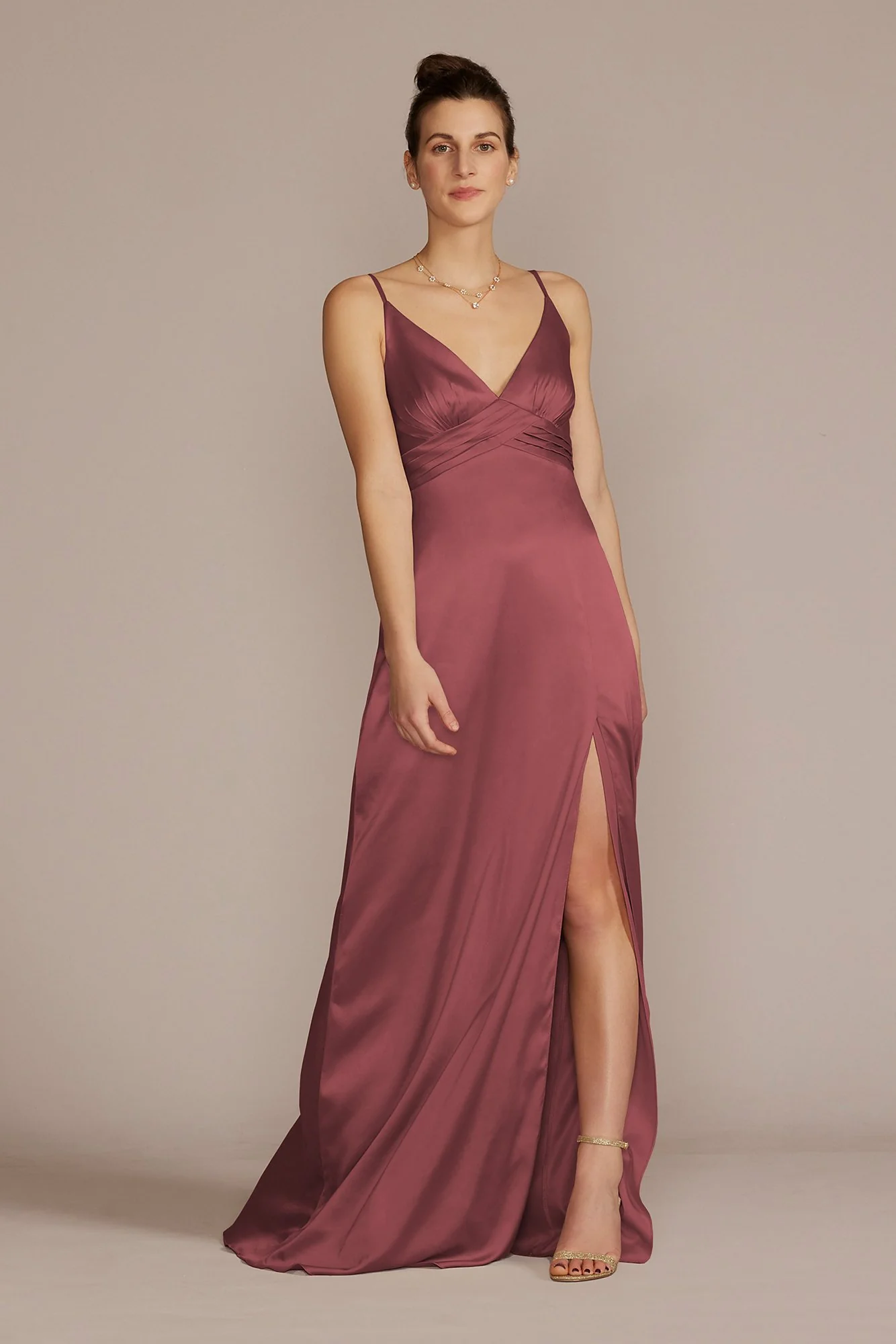 Stretch Charmeuse Empire Waist Dress - Image 45