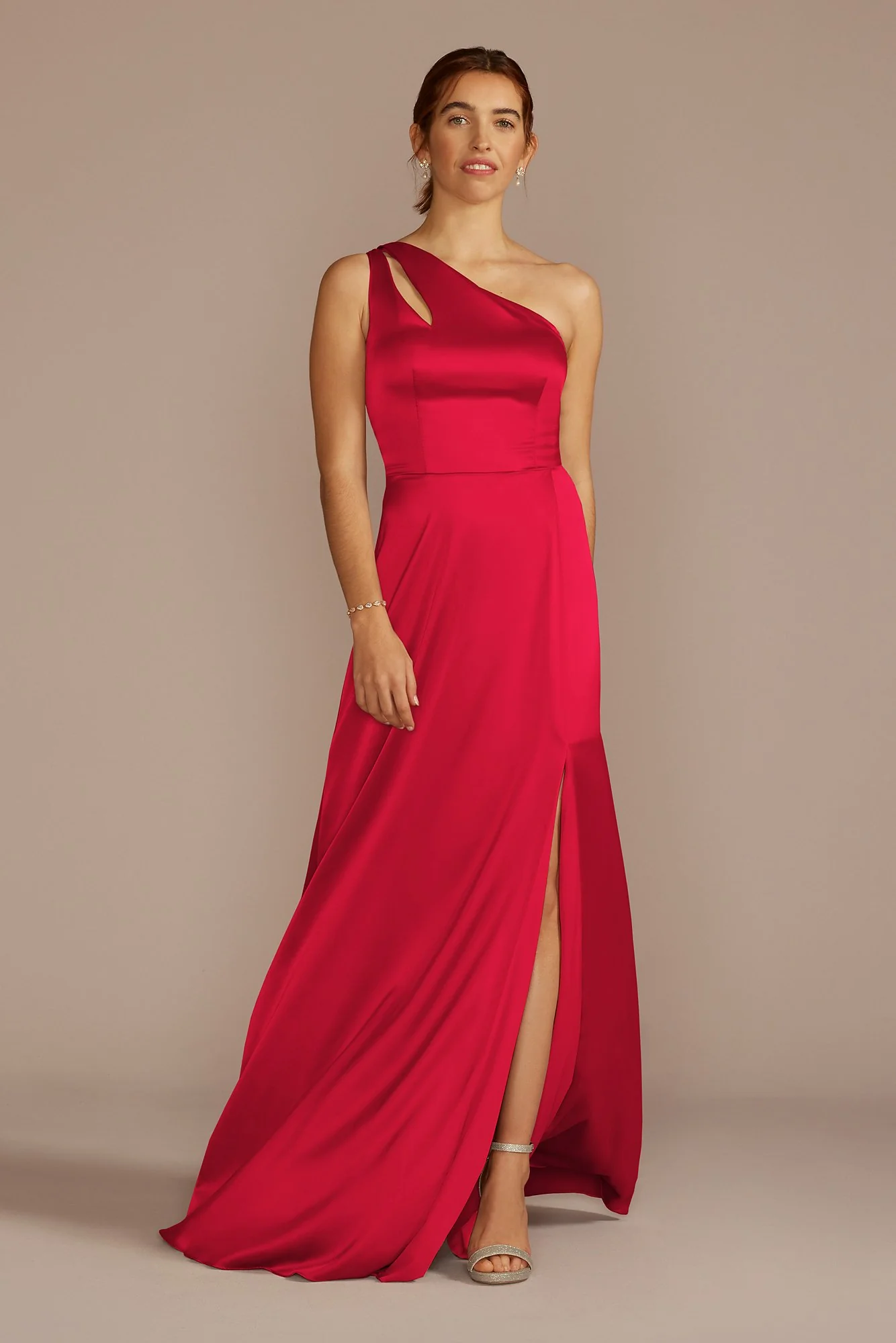 Stretch Charmeuse One-Shoulder Dress - Image 24