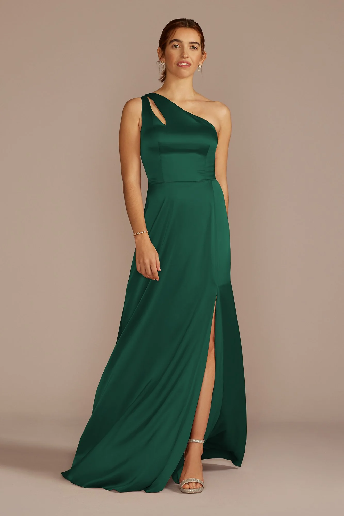 Stretch Charmeuse One-Shoulder Dress - Image 36