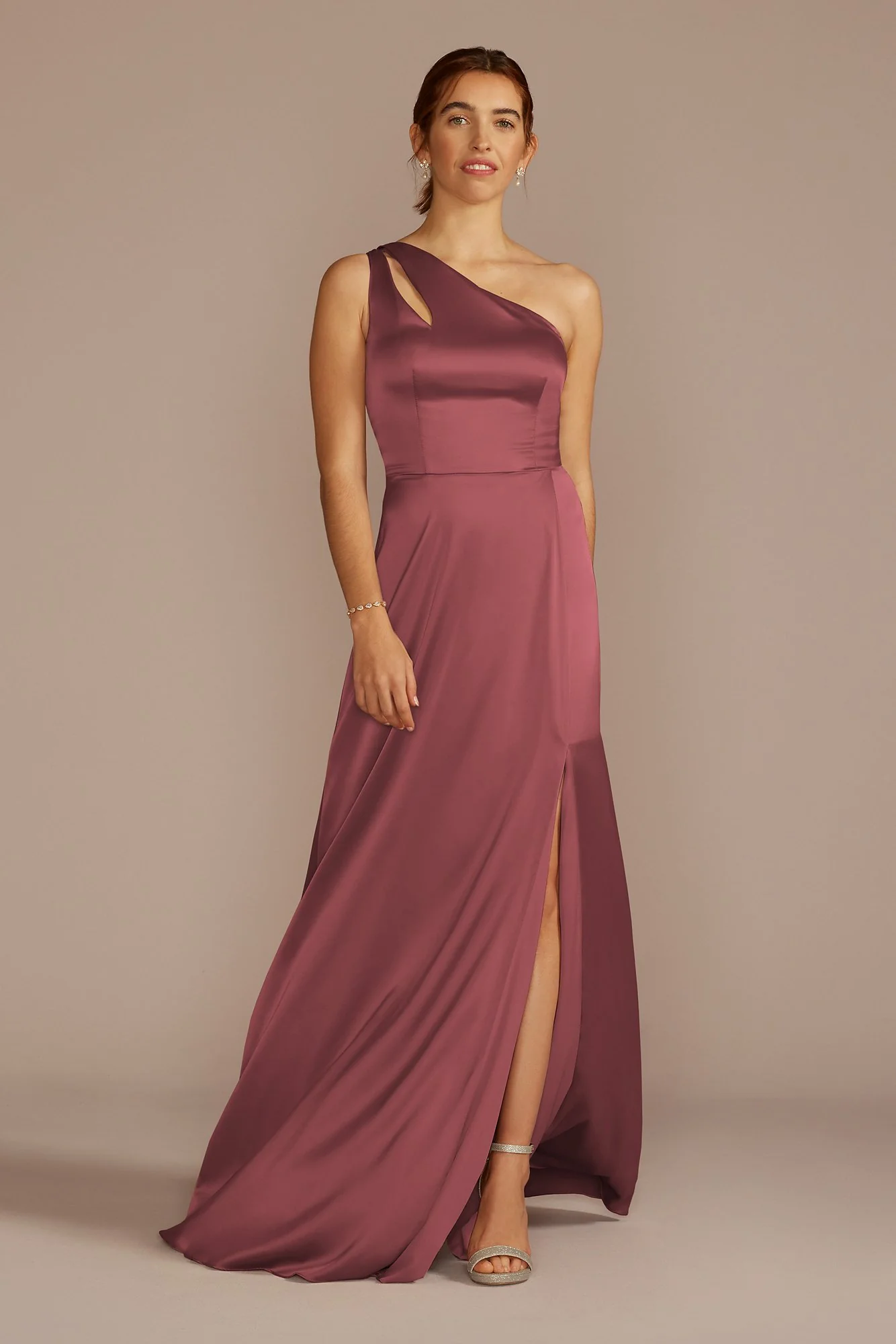 Stretch Charmeuse One-Shoulder Dress - Image 42