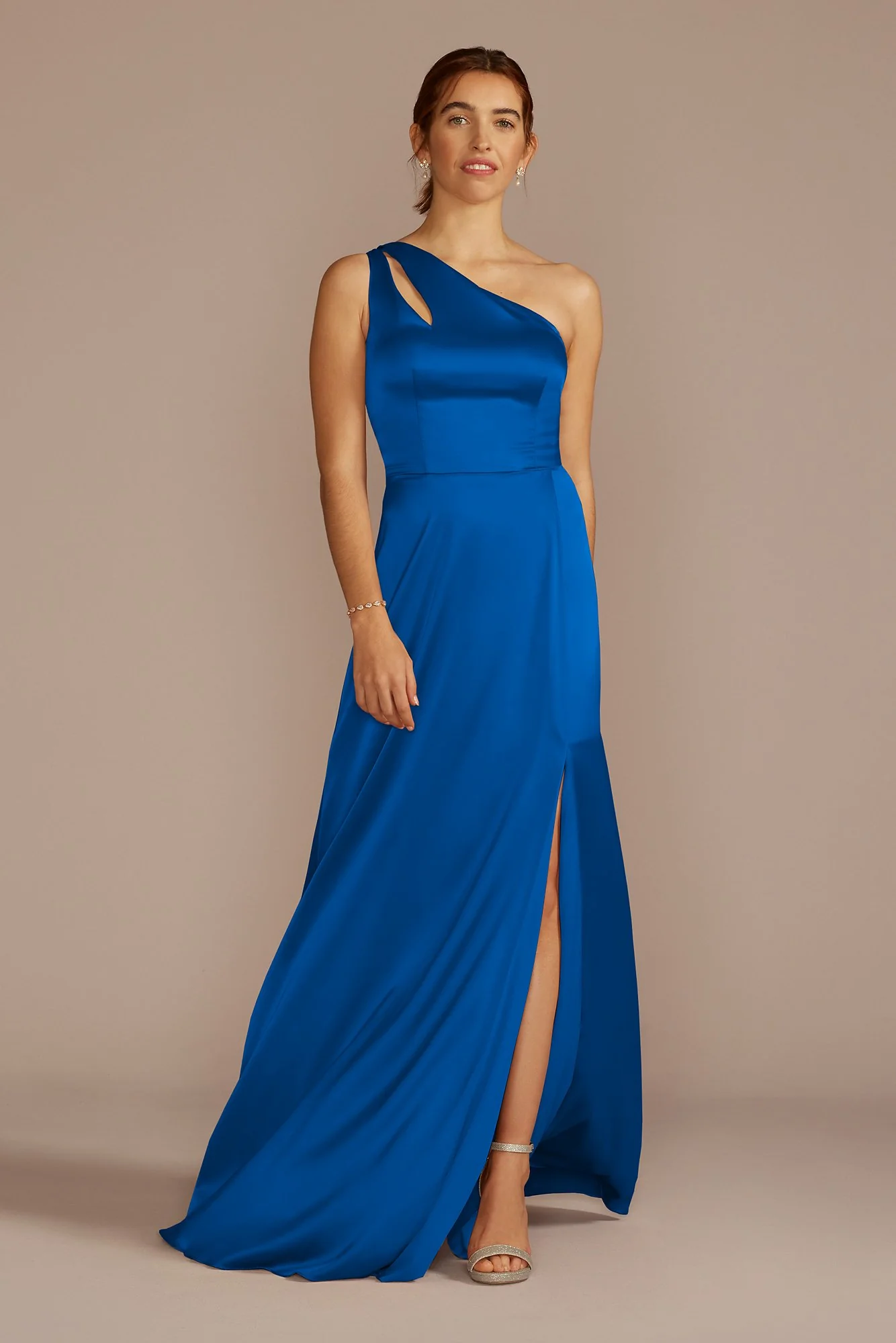 Stretch Charmeuse One-Shoulder Dress - Image 47