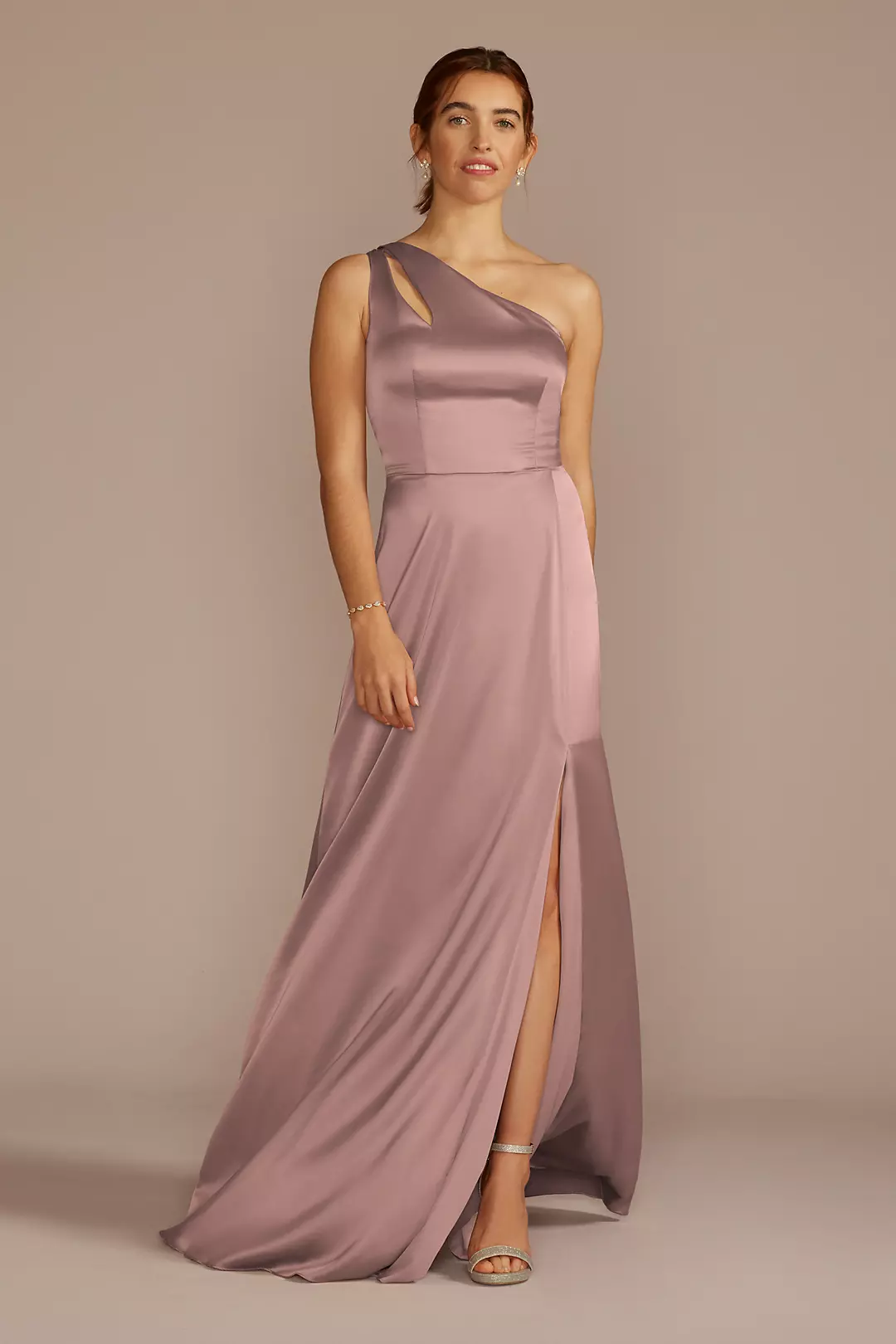 Stretch Charmeuse One-Shoulder Dress - Image 56
