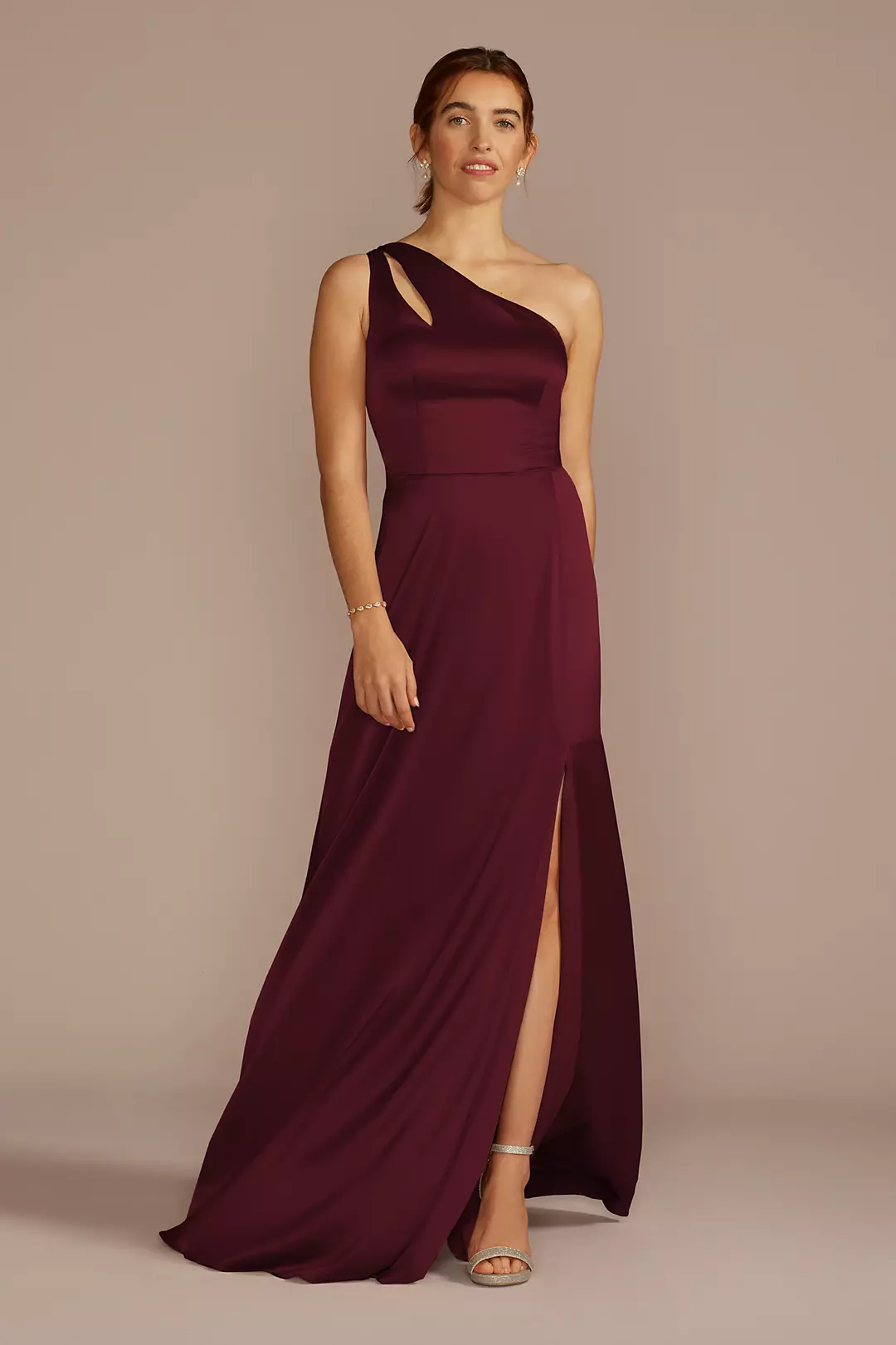 Stretch Charmeuse One-Shoulder Dress - Image 57