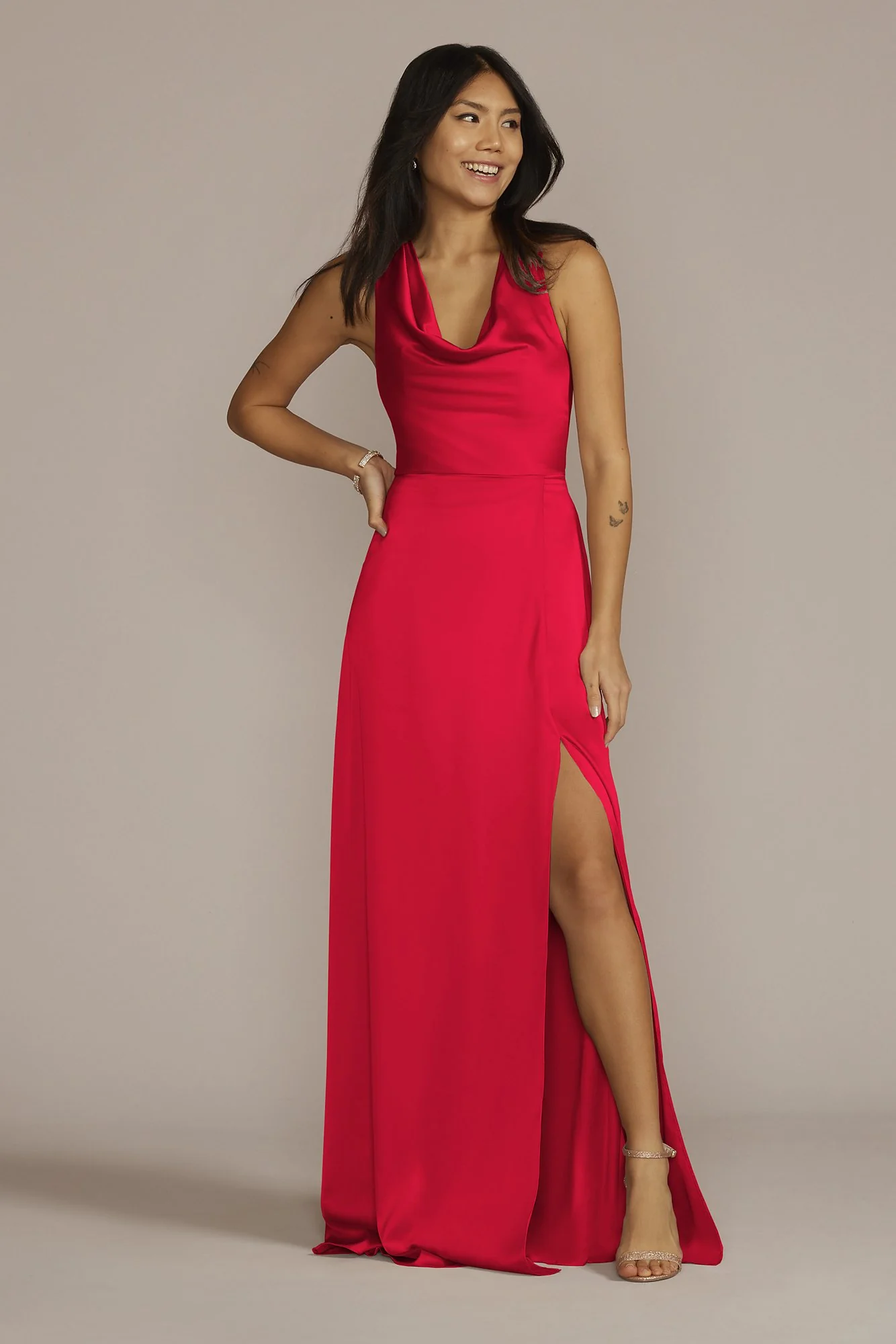 Stretch Charmeuse Sleeveless Cowl Dress - Image 20