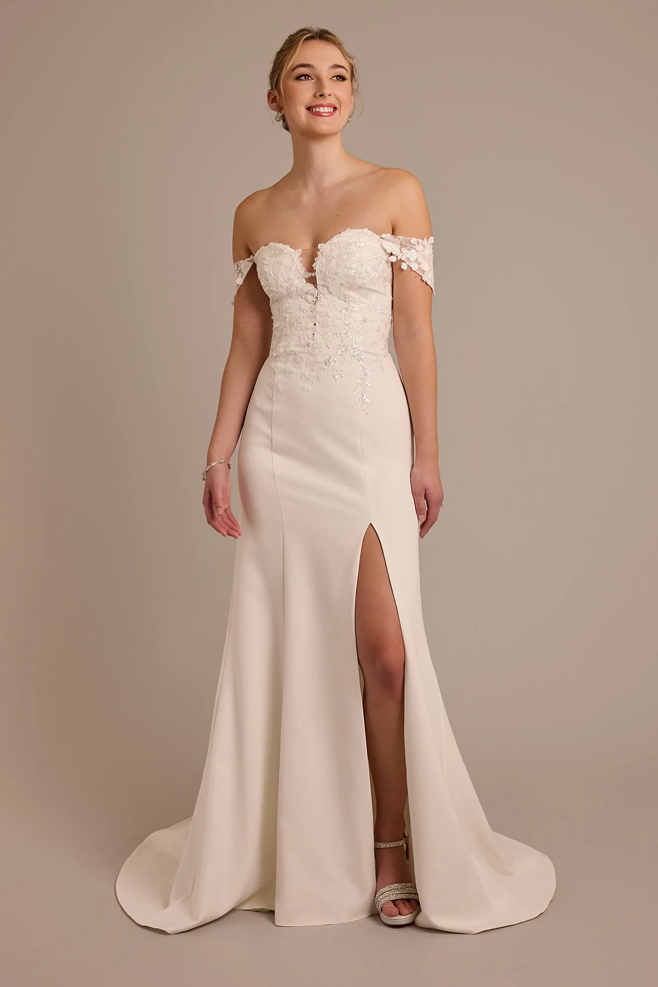Stretch Crepe Plunge Mermaid Wedding Dress - Image 3