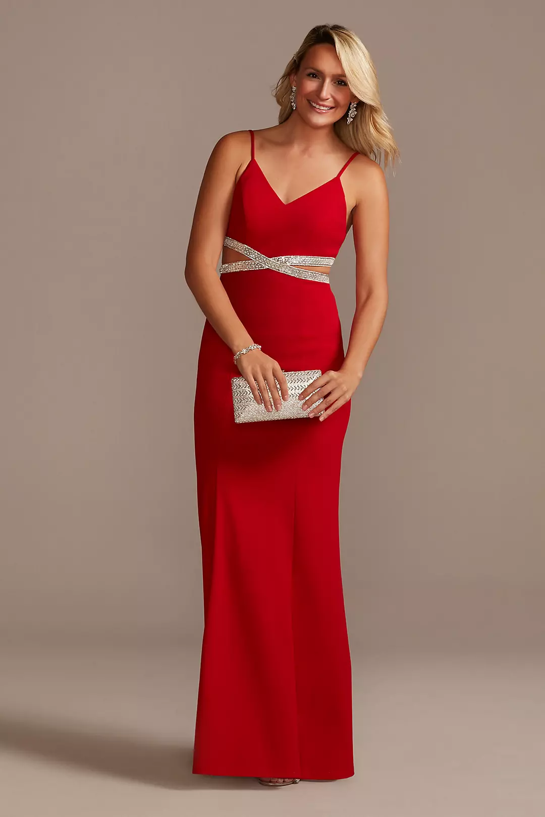 Stretch Crepe Sheath Dress with Beaded X Waist - Image 7