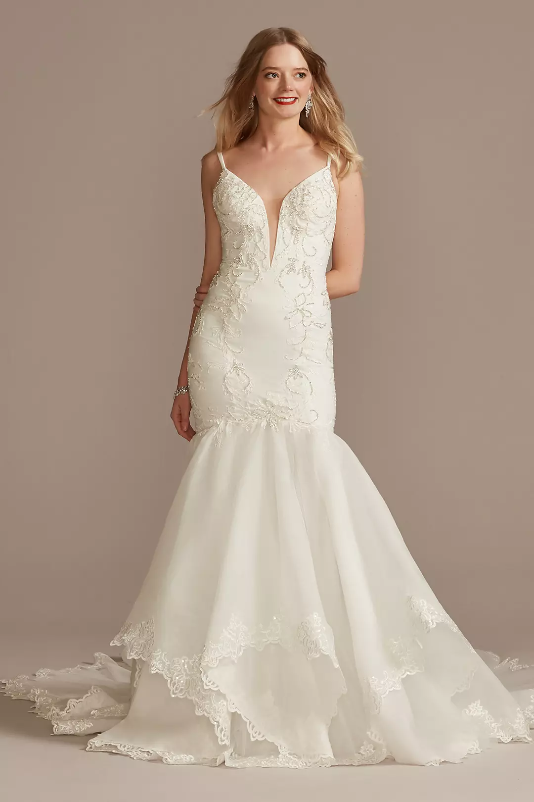 Crepe Mermaid Trumpet Wedding Dress - Image 4