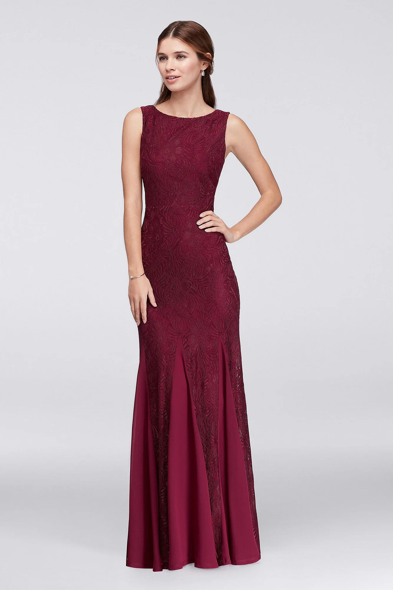 Stretch Lace Bridesmaid Dress with Godet Skirt - Image 3