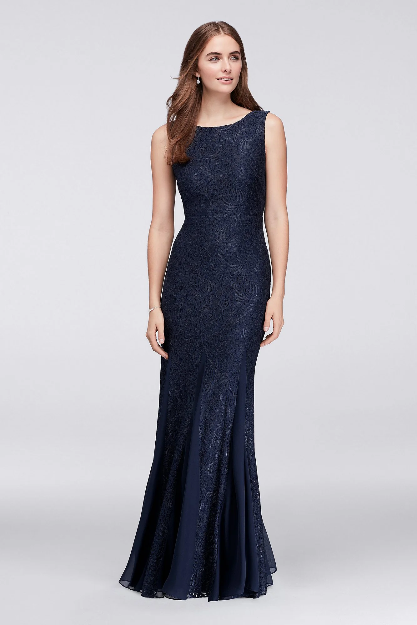 Stretch Lace Bridesmaid Dress with Godet Skirt - Image 4