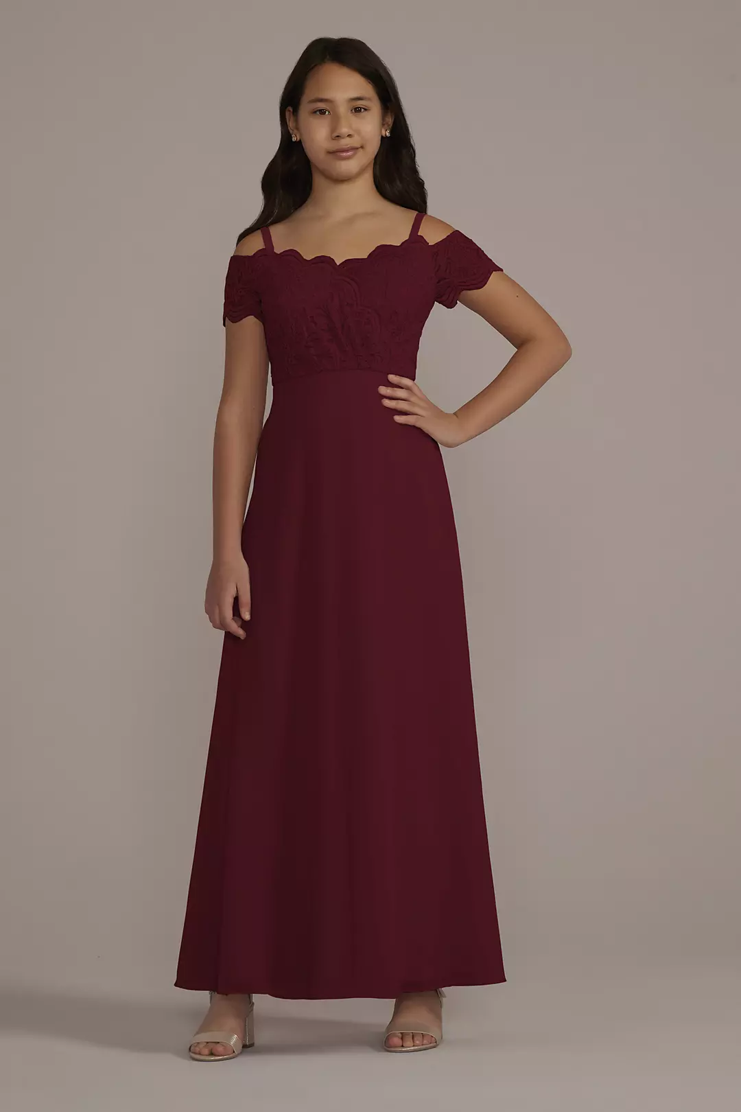Stretch Lace Chiffon Junior Dress - Image 8