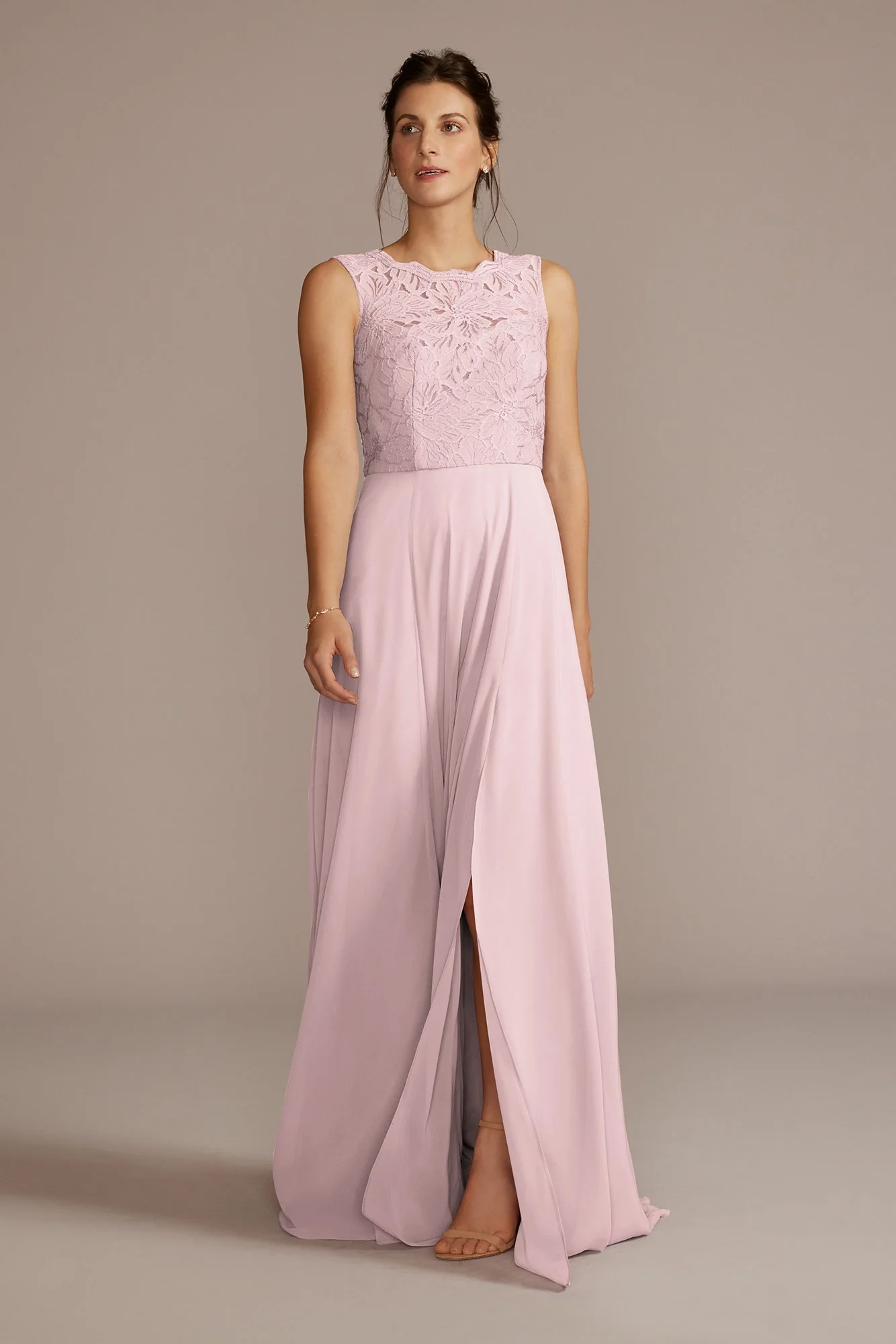 Stretch Lace Chiffon Sleeveless Bridesmaid Dress - Image 10