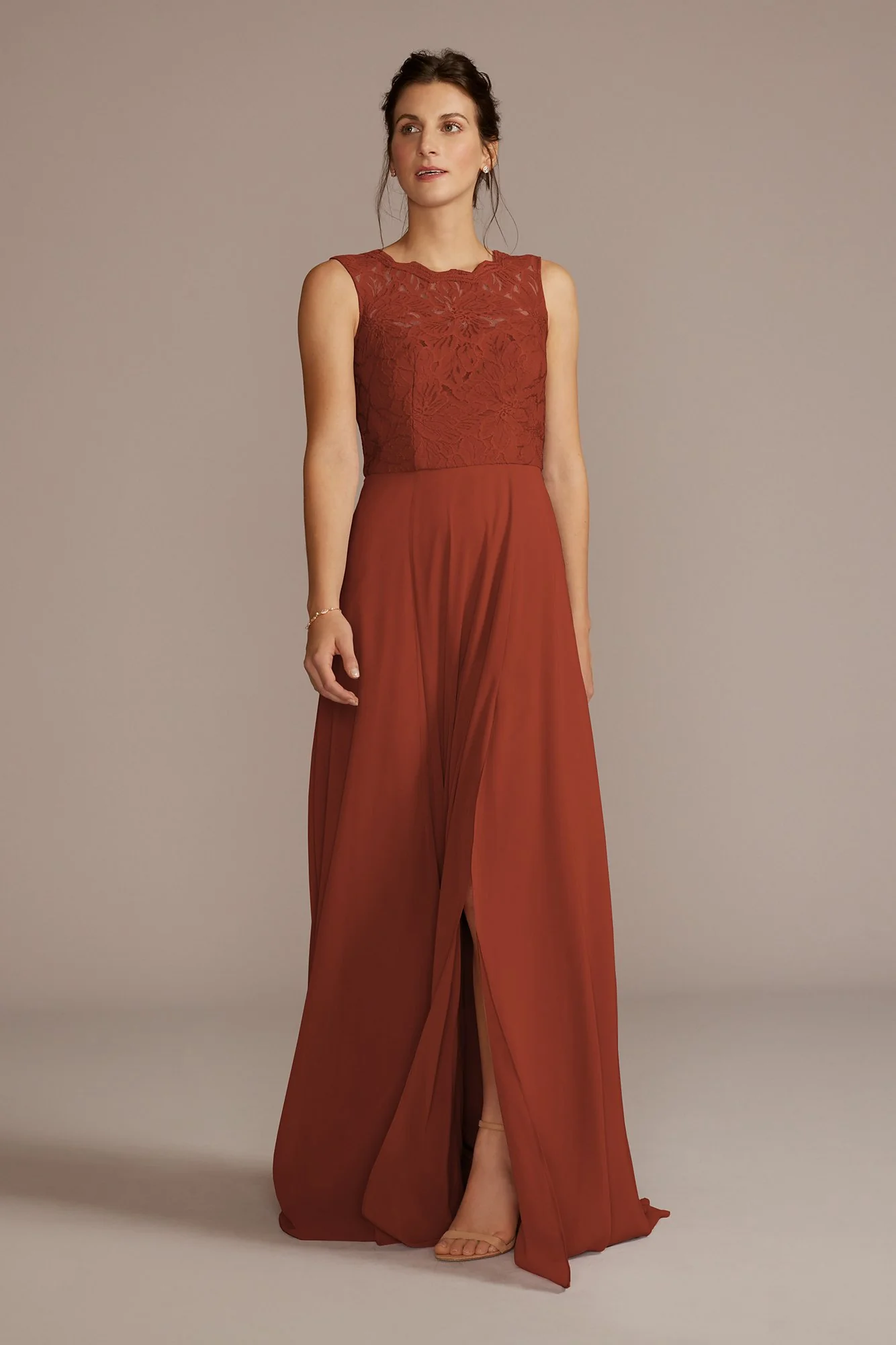 Stretch Lace Chiffon Sleeveless Bridesmaid Dress - Image 11