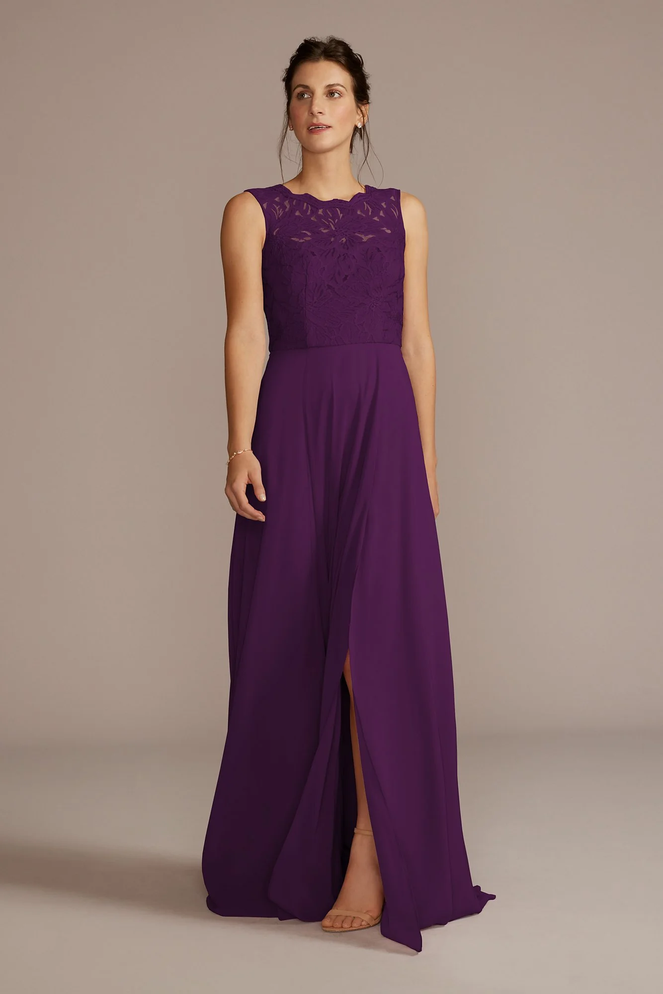 Stretch Lace Chiffon Sleeveless Bridesmaid Dress - Image 19