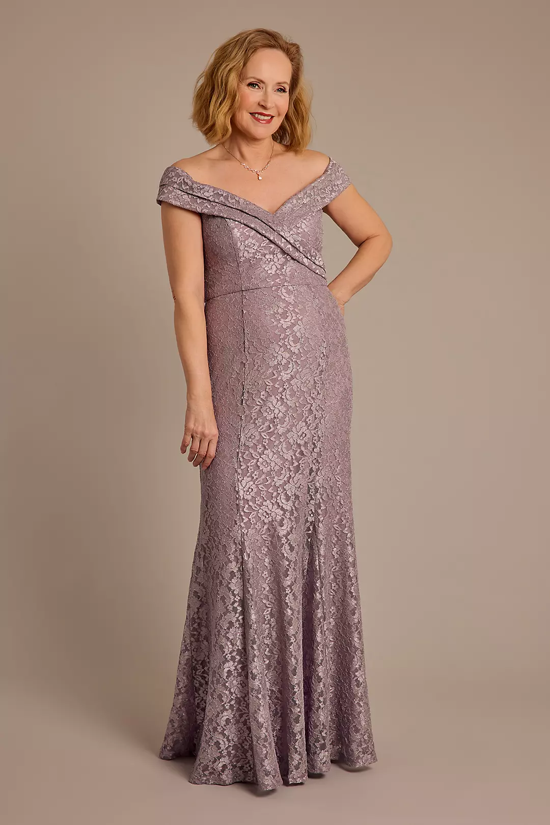 Stretch Lace Off-the-Shoulder Mermaid Dress - Image 5