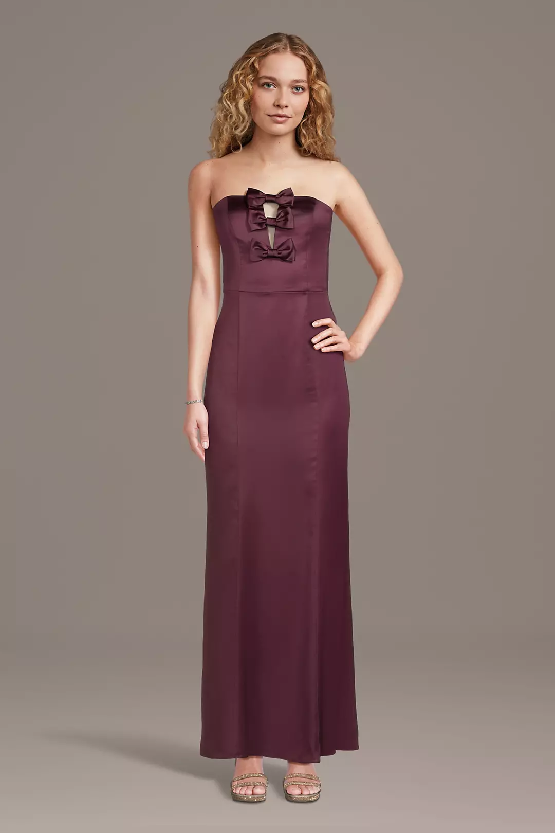 Stretch Satin Bow-Front Sheath Dress - Image 3