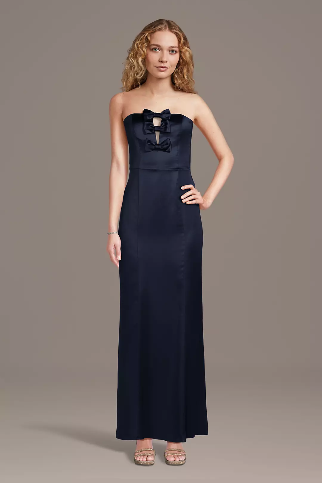 Stretch Satin Bow-Front Sheath Dress - Image 4