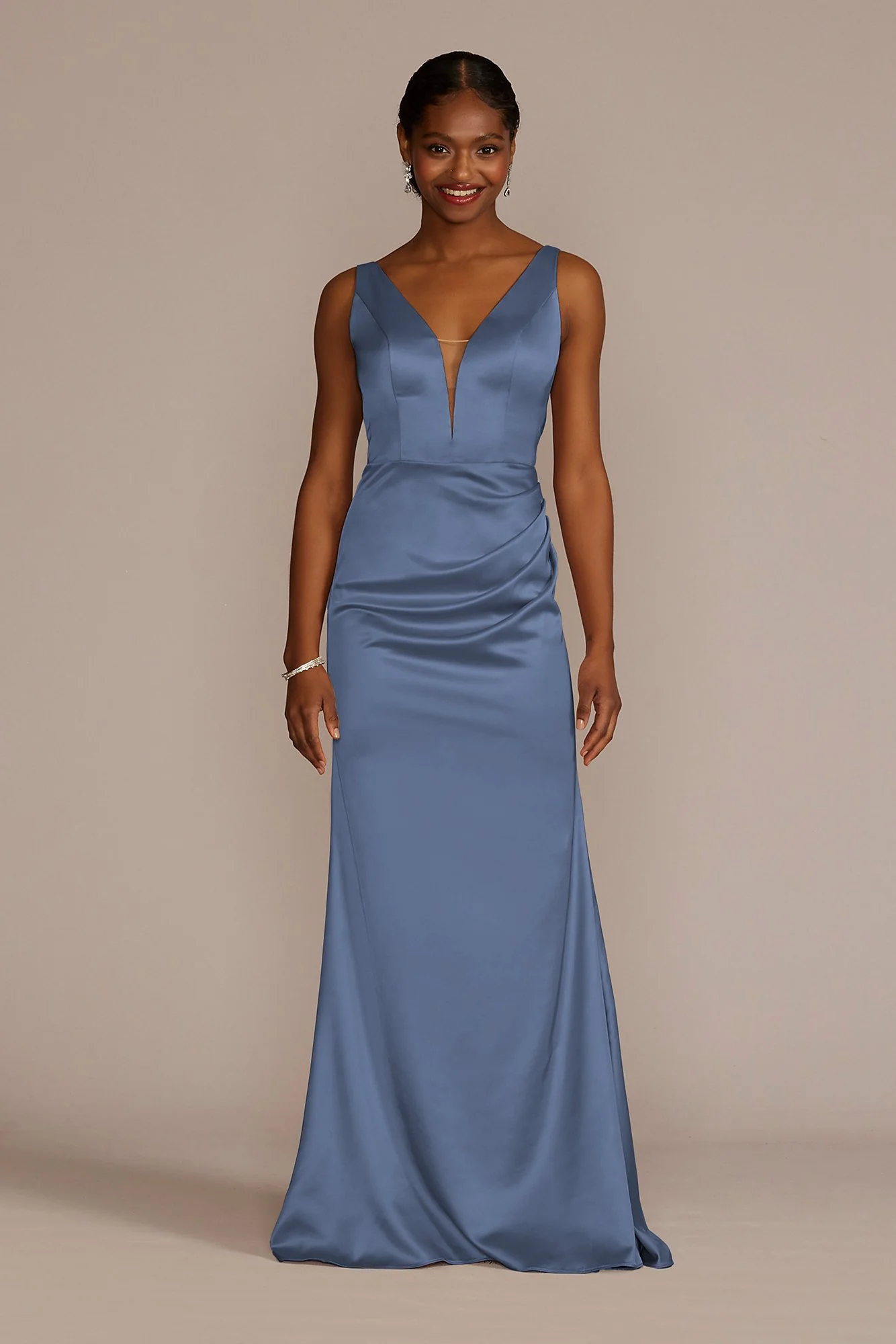 Stretch Satin Cowl Back Dress - Image 4