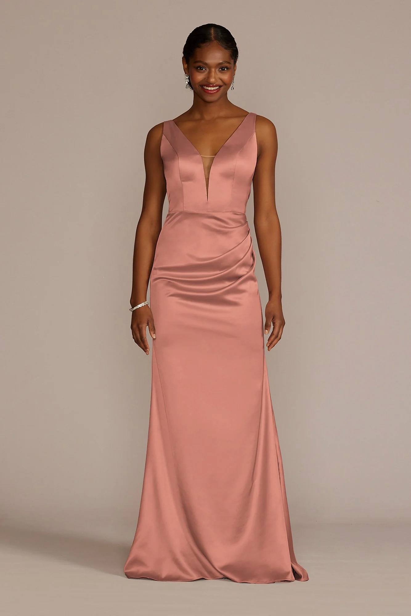 Stretch Satin Cowl Back Dress - Image 6