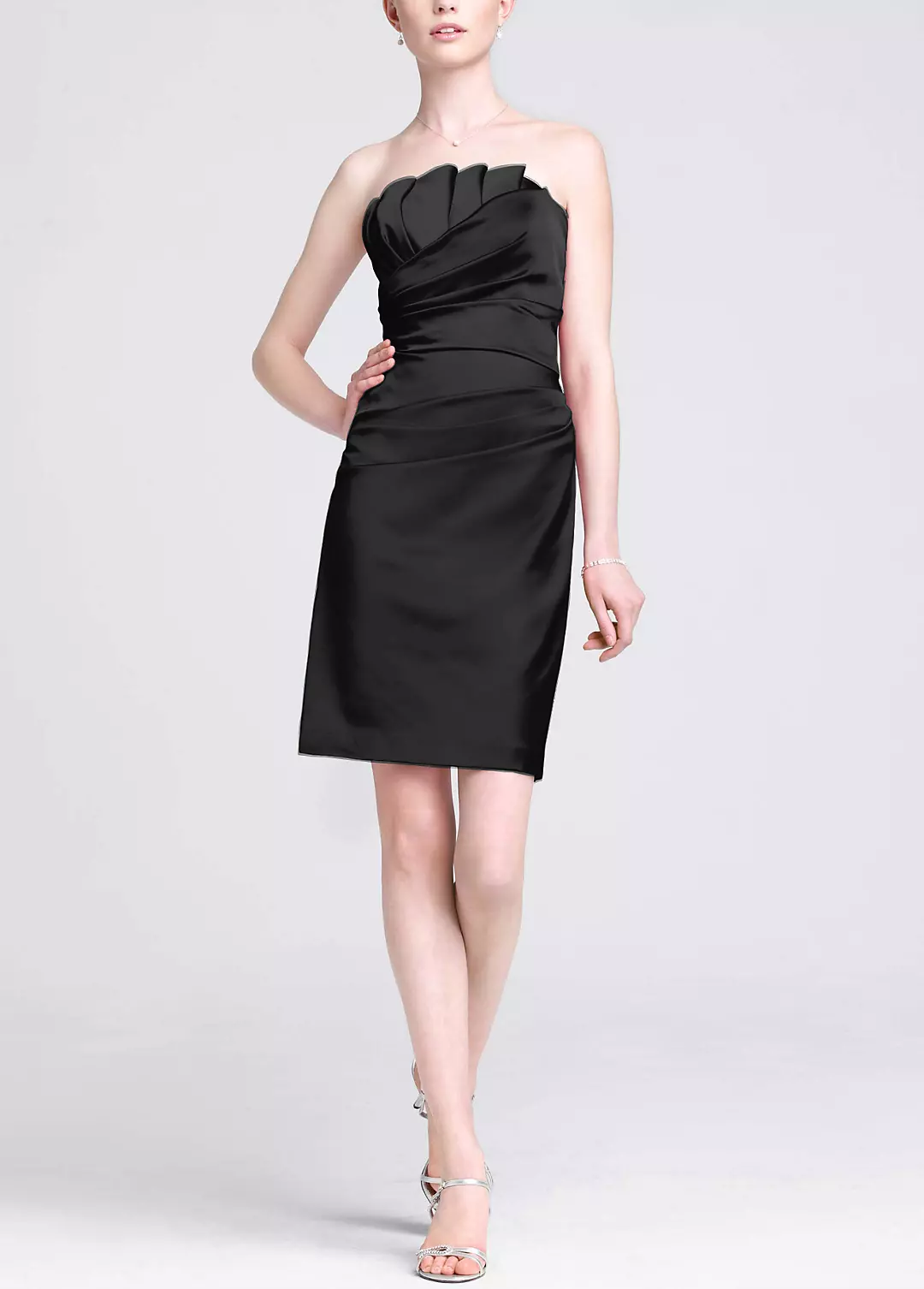 Stretch Satin Dress with Crumb Catcher Detail - Image 12