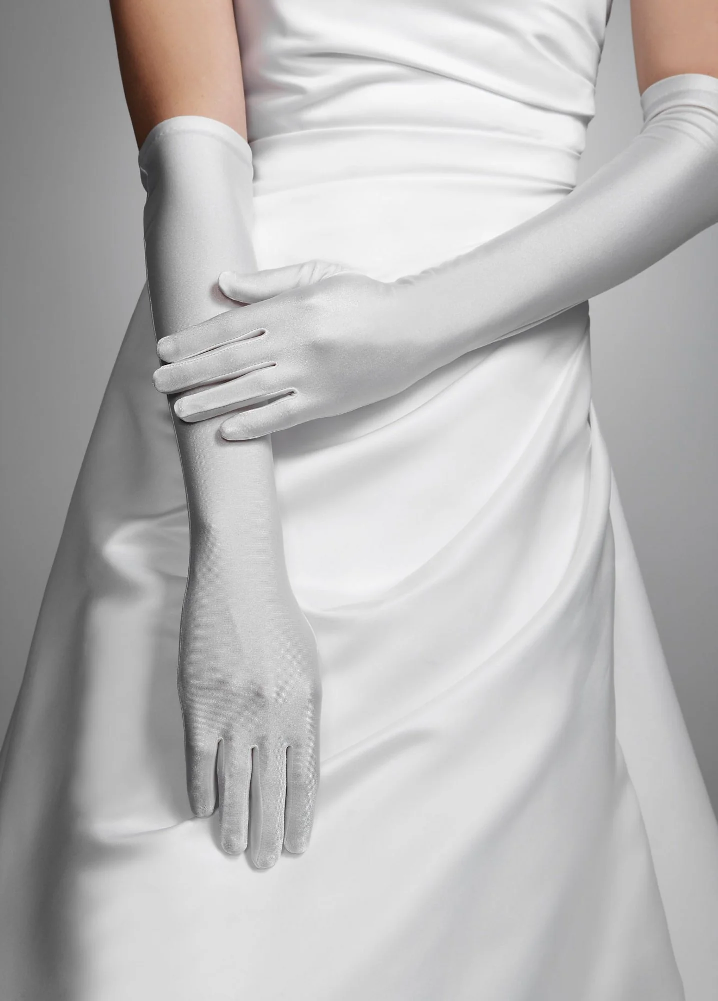 Stretch Satin Elbow Length Glove - Image 2