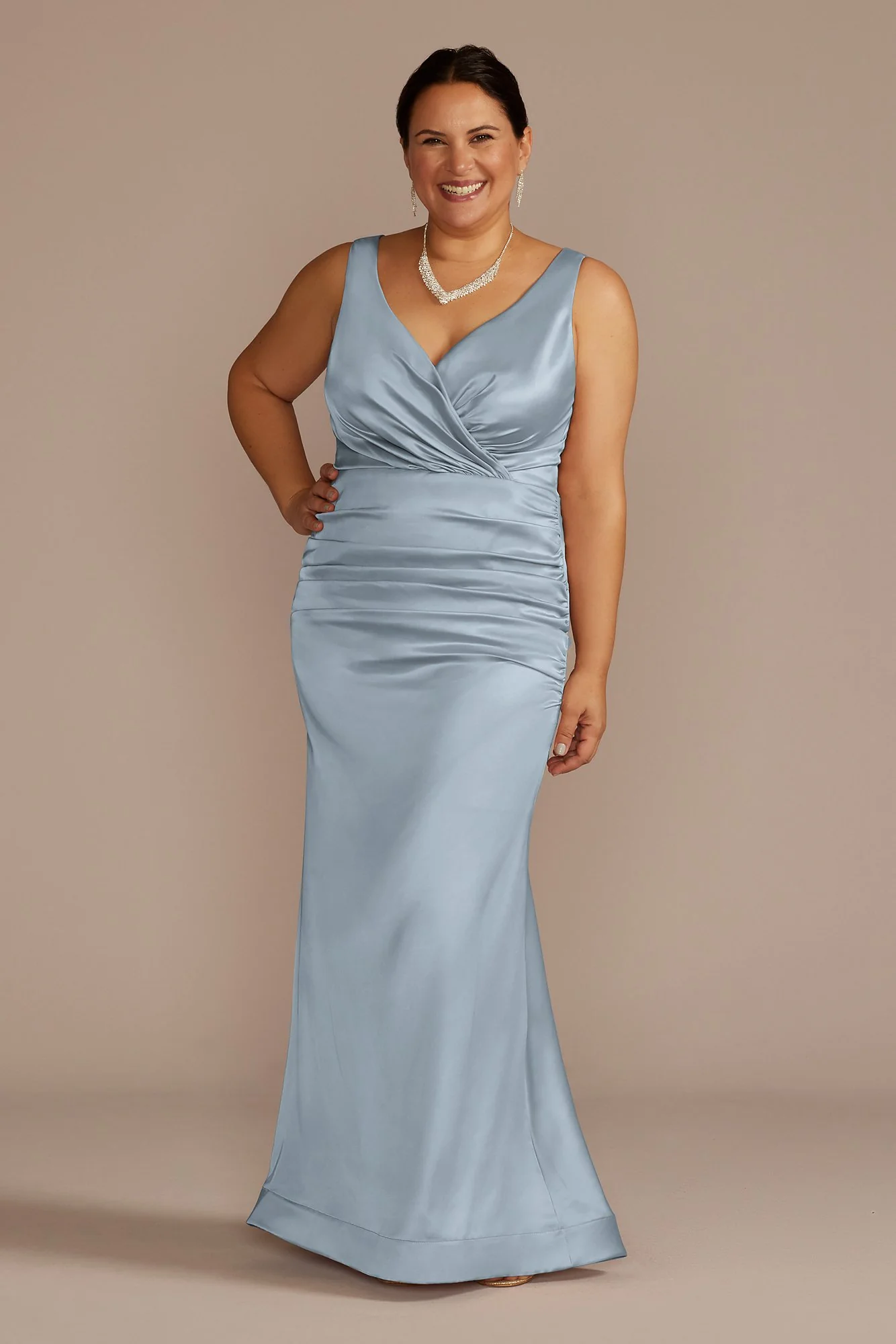 Stretch Satin Ruched Mermaid Dress - Image 10