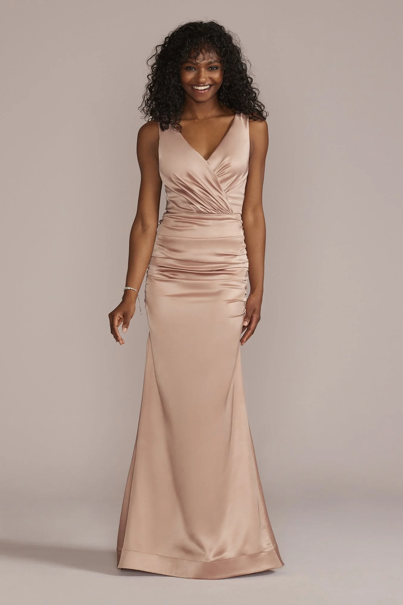 Stretch Satin Ruched Mermaid Dress - Image 24