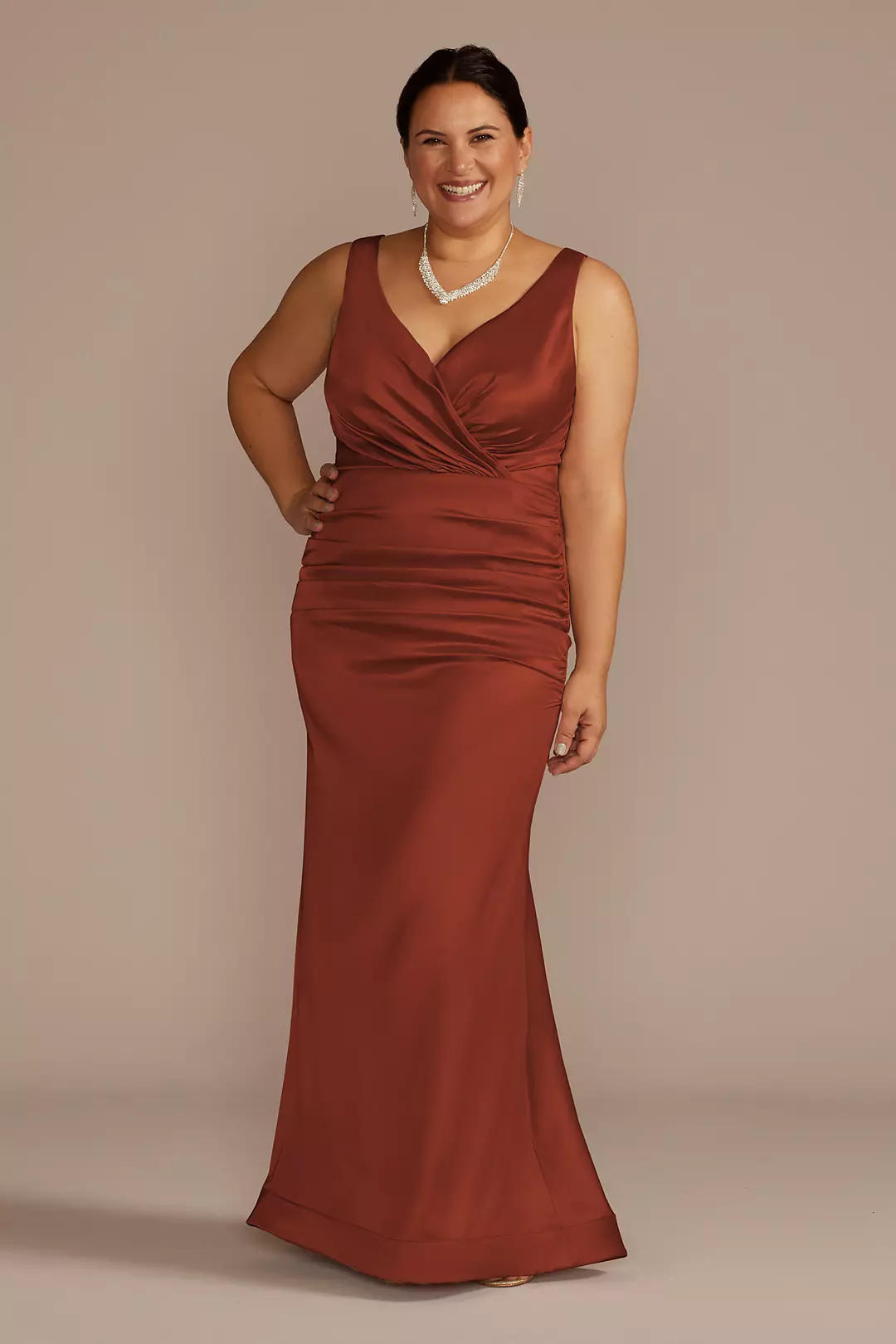Stretch Satin Ruched Mermaid Dress - Image 46