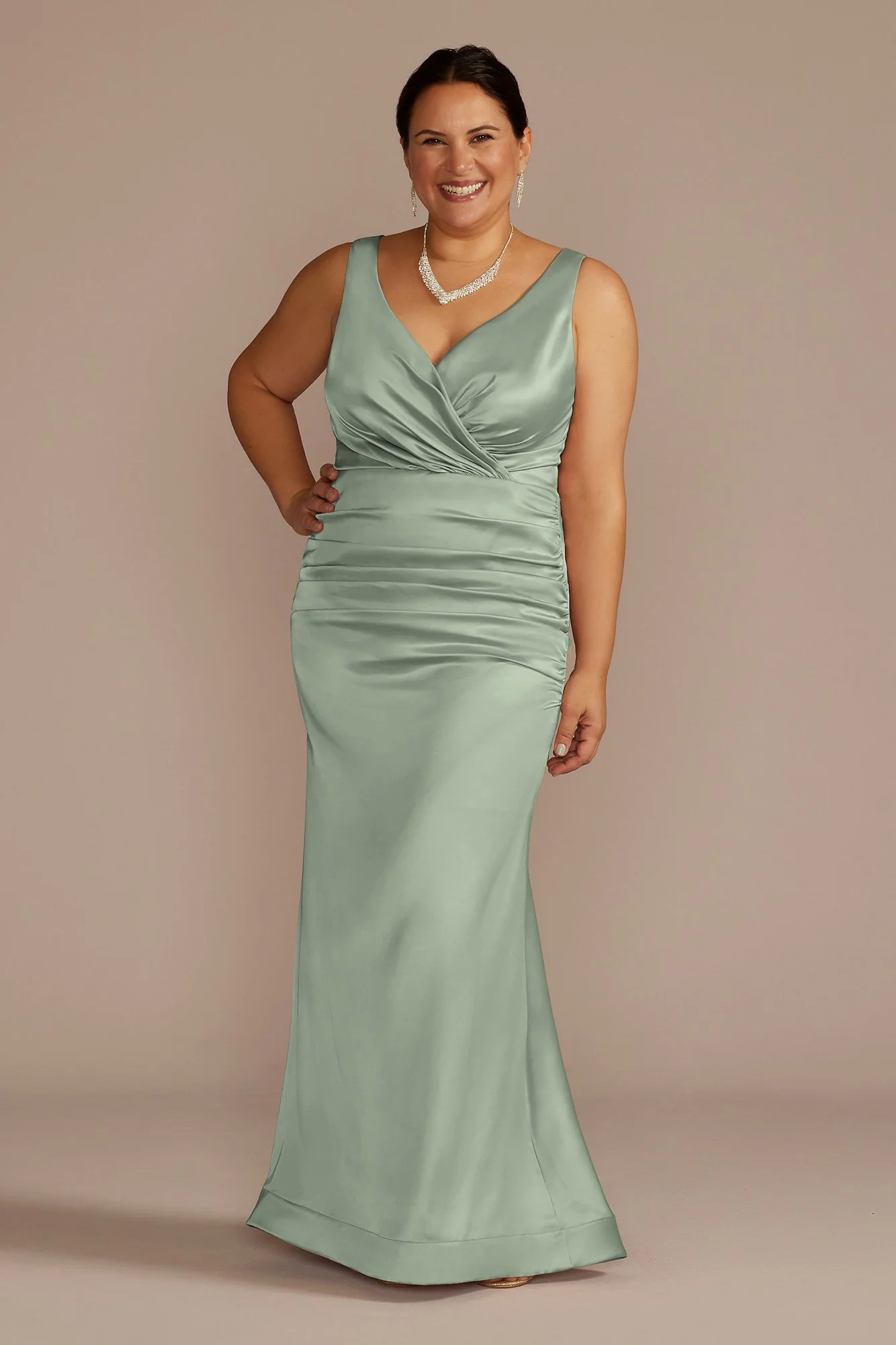 Stretch Satin Ruched Mermaid Dress - Image 6