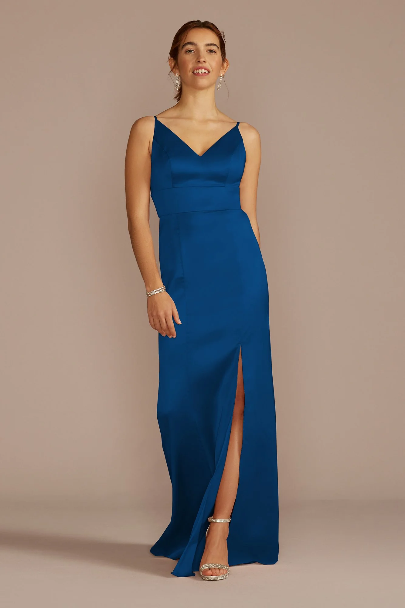 Stretch Satin Spaghetti Strap Dress - Image 11