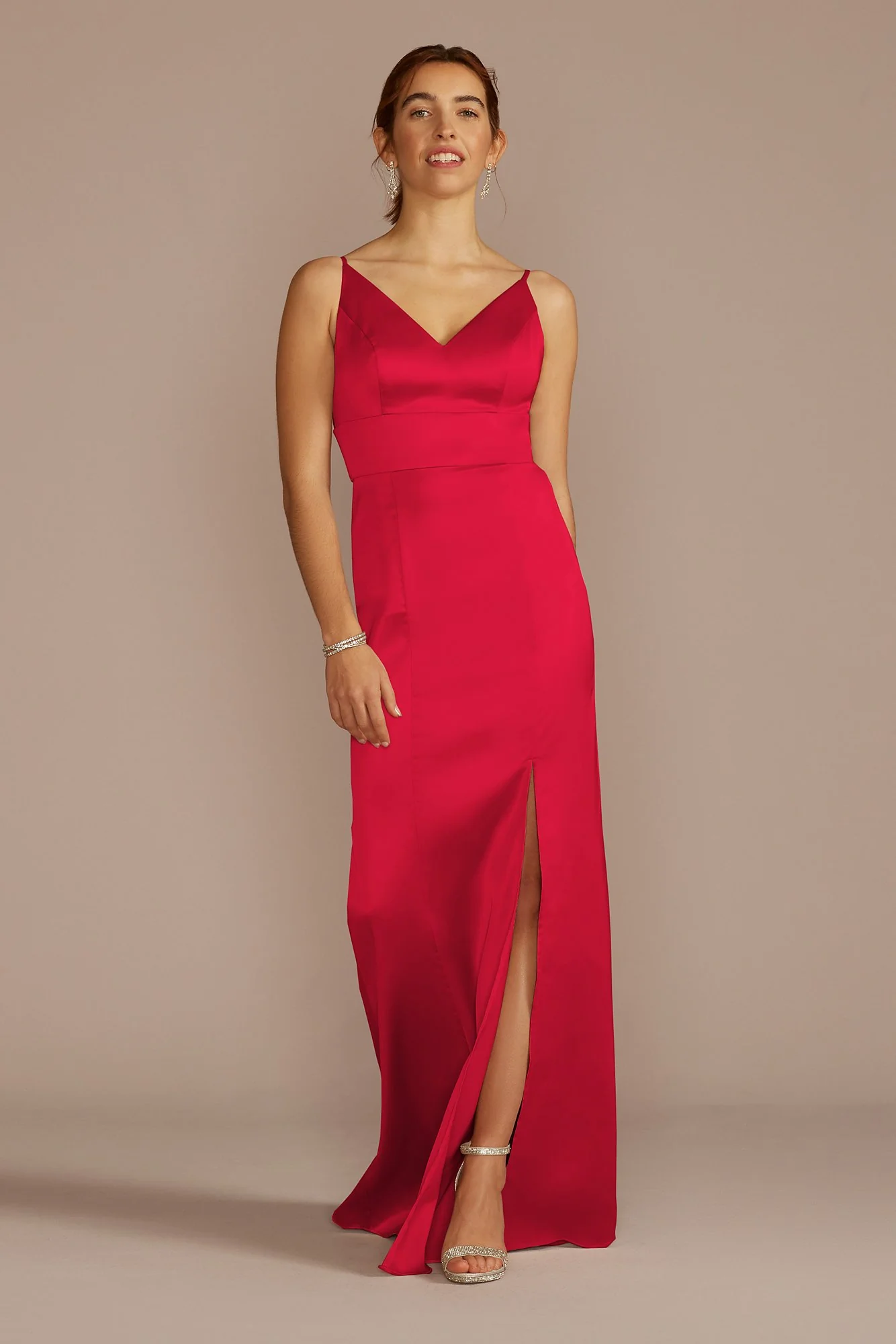 Stretch Satin Spaghetti Strap Dress - Image 13
