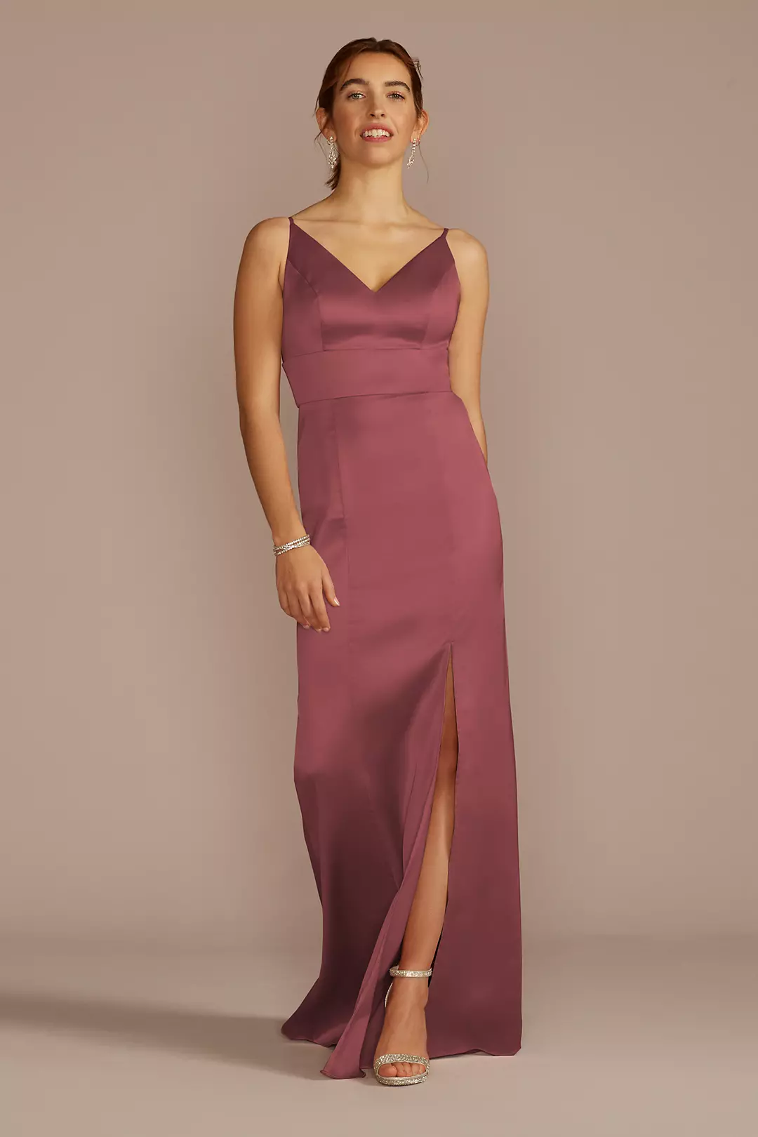 Stretch Satin Spaghetti Strap Dress - Image 26