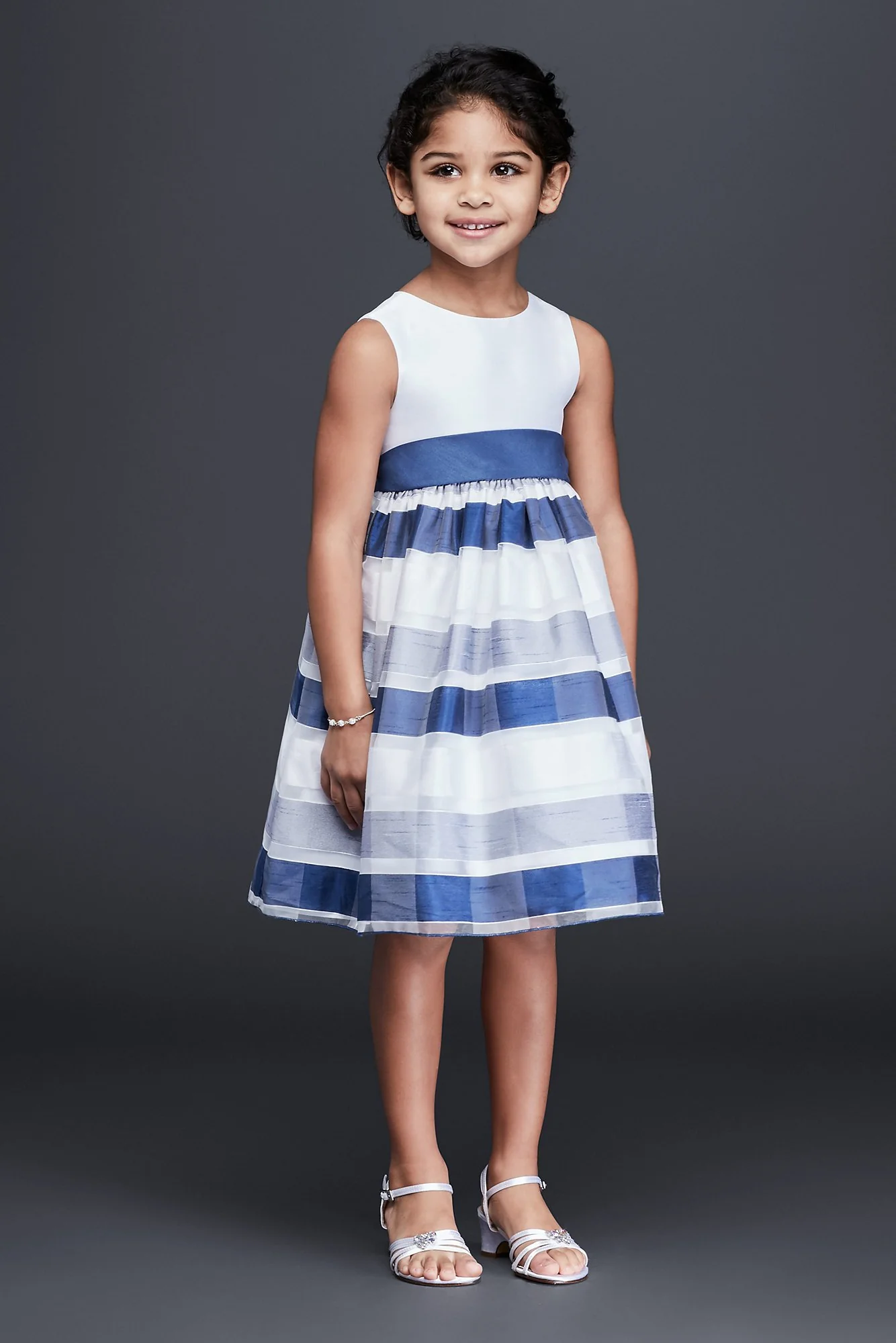 Striped Organza Flower Girl Dress
