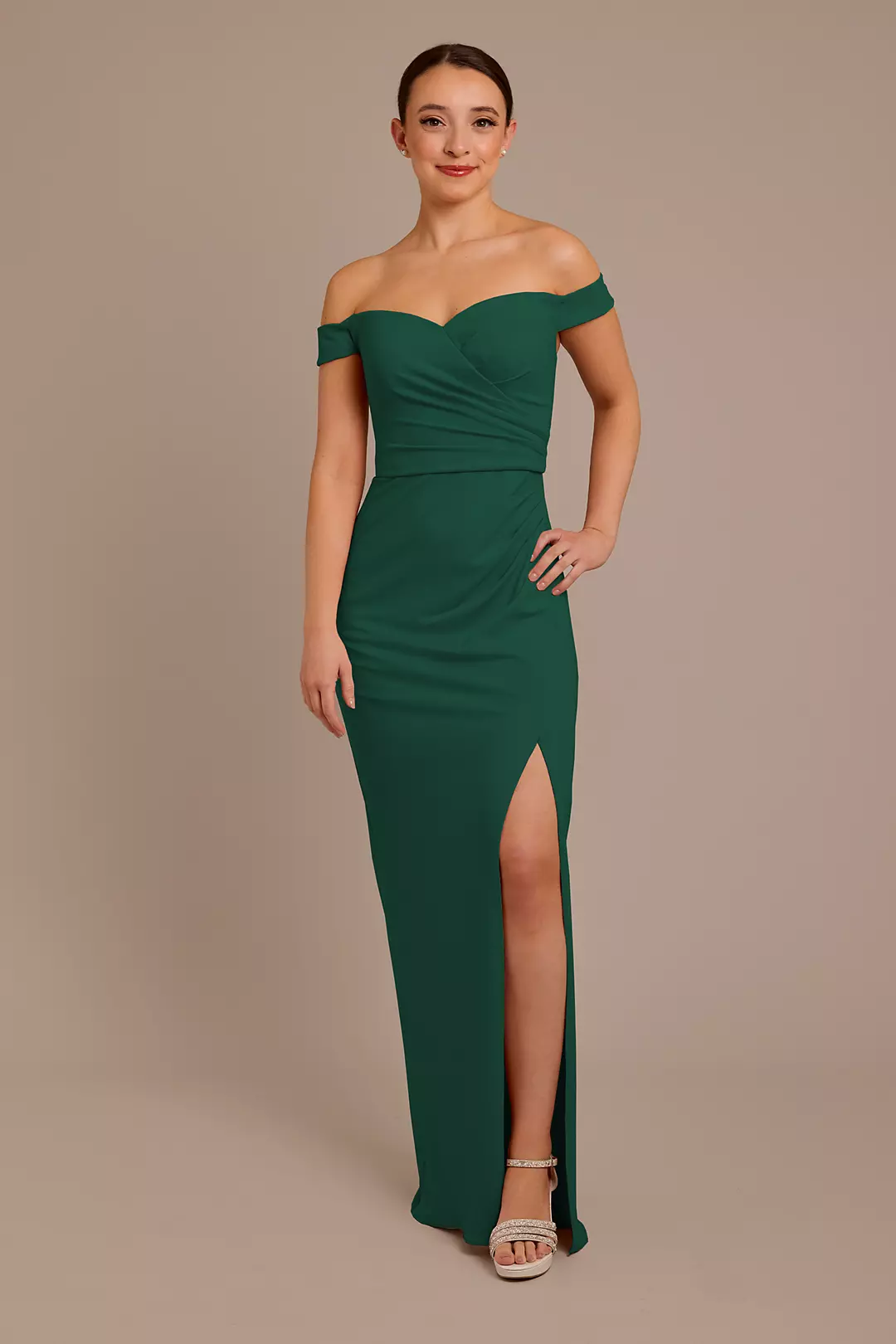 Structured Crepe Off-the-Shoulder Dress - Image 30